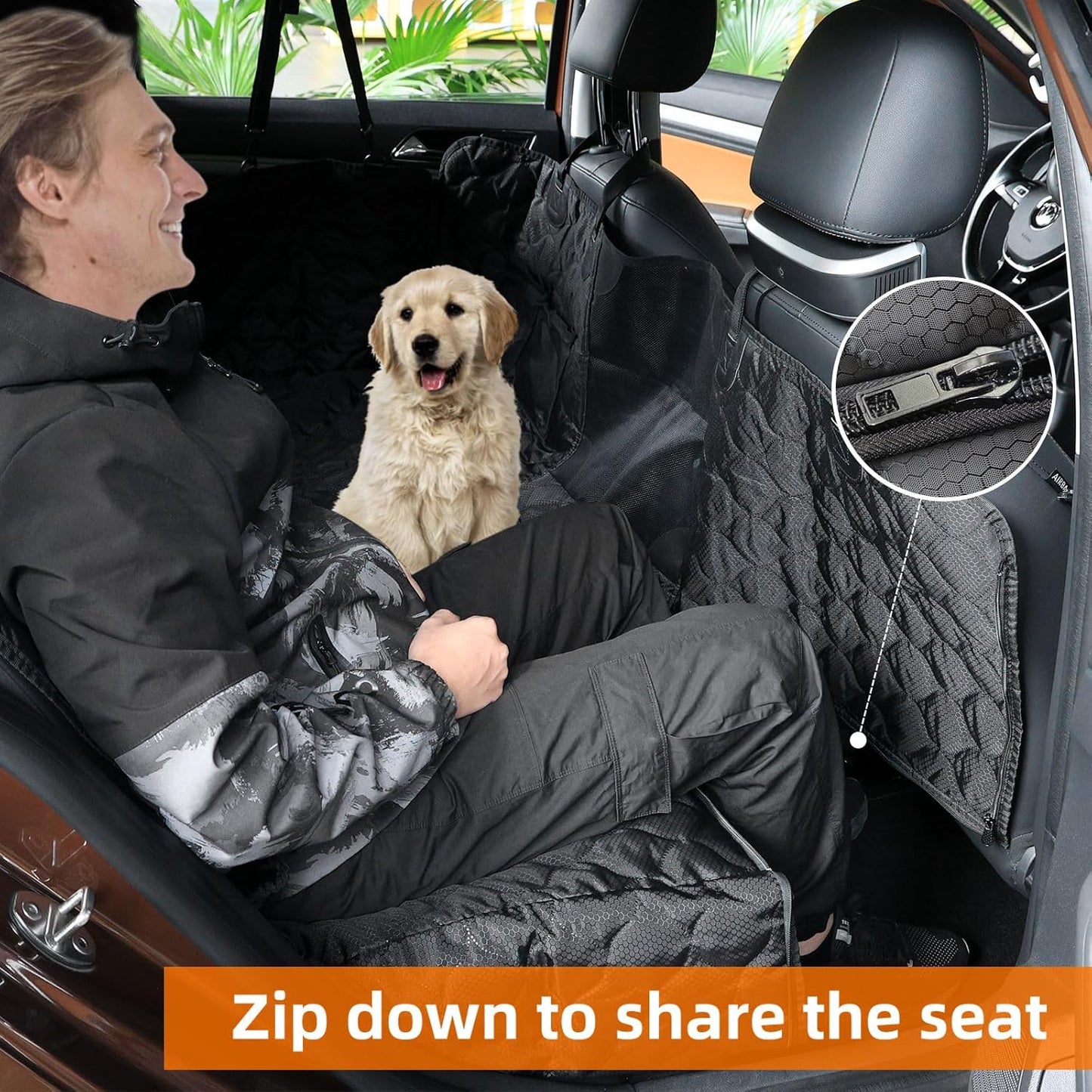 Dog Car Seat Cover with Mesh Window, Pet Seat Cover for