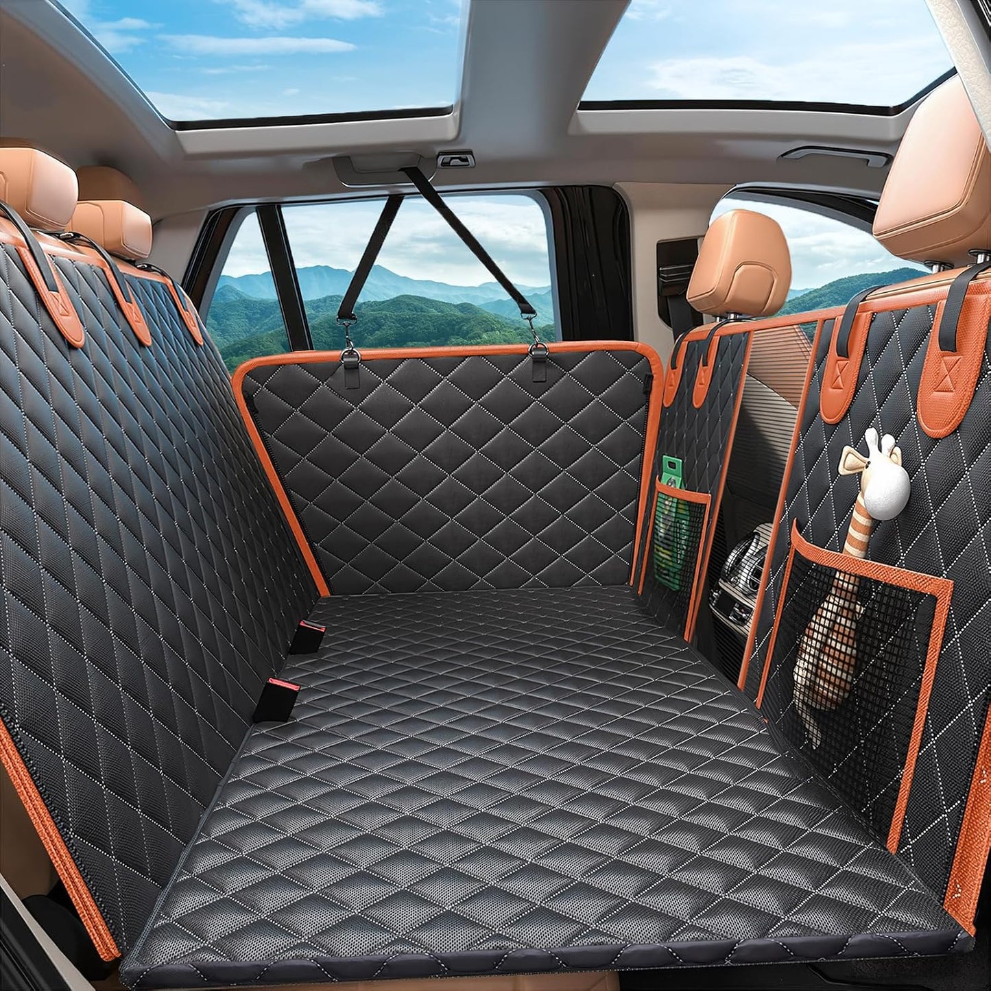 Back Seat Extender for Dogs, 500LBS Hard Bottom Dog Car