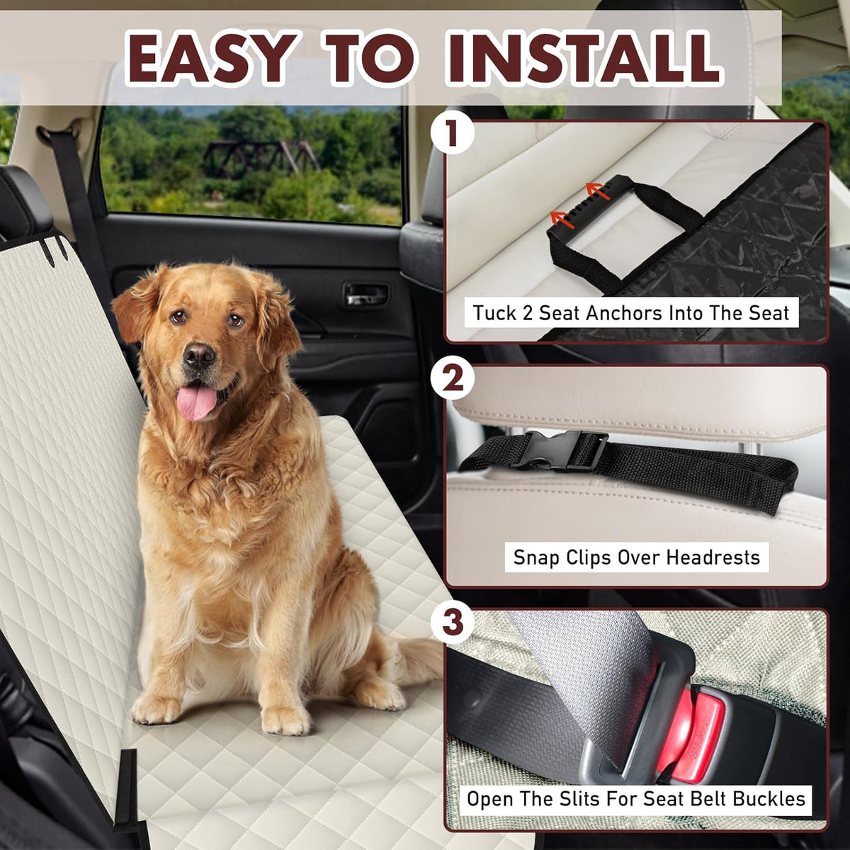 Backseat Cover for Dogs, Waterproof and Non-Slip Pet Bench