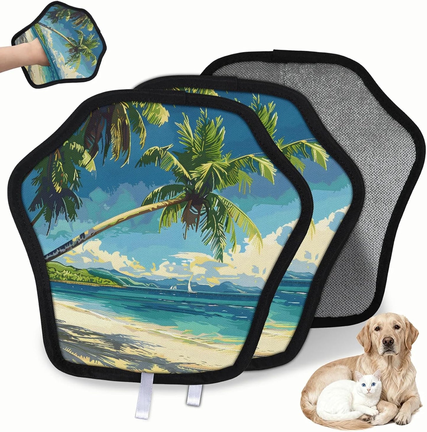 Tropical Palm Trees 2Pcs Electrostatic Reusable Pet Hair