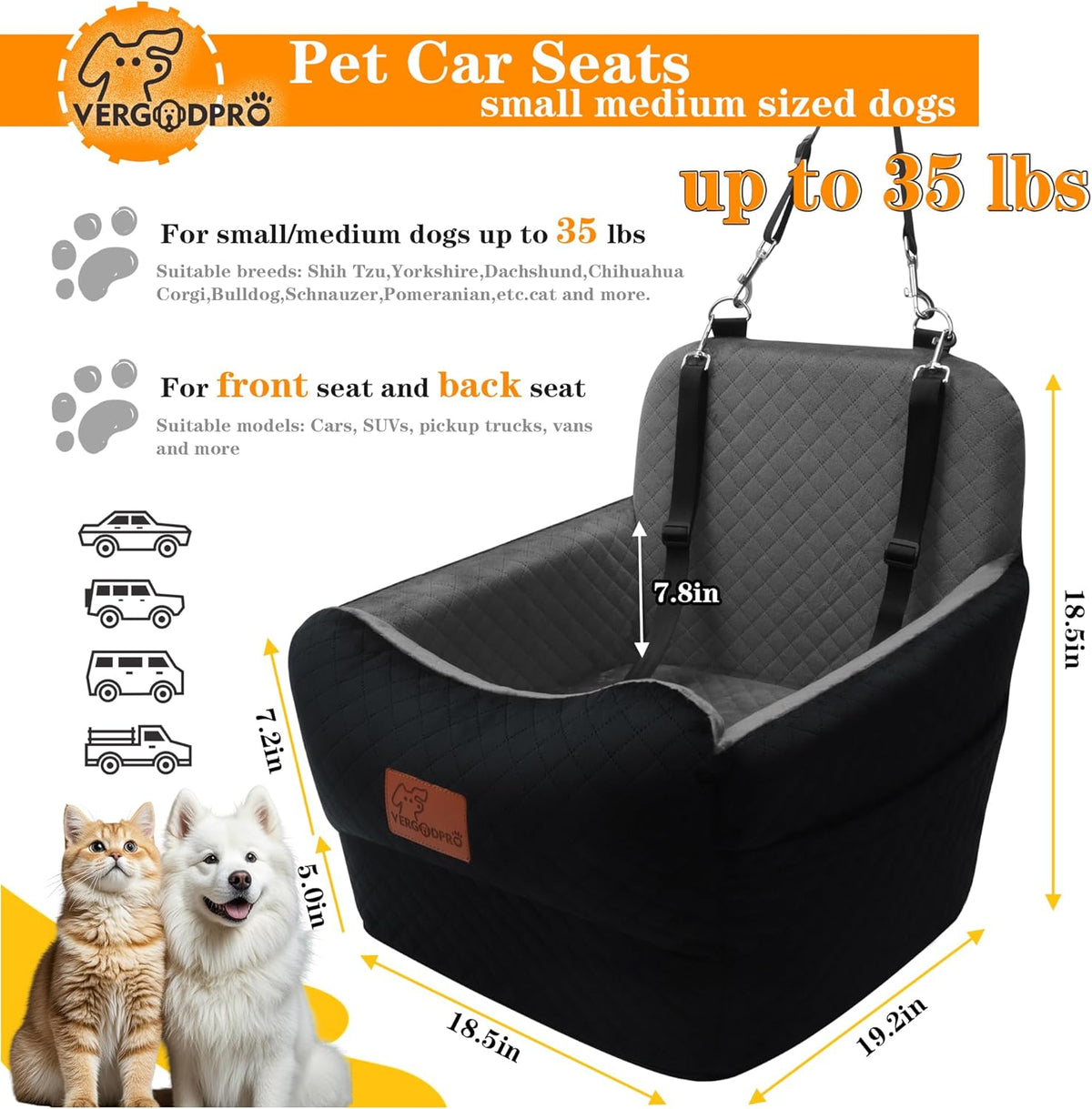 Dog Booster Car Seat for Medium/Small Sized Dogs,Memory