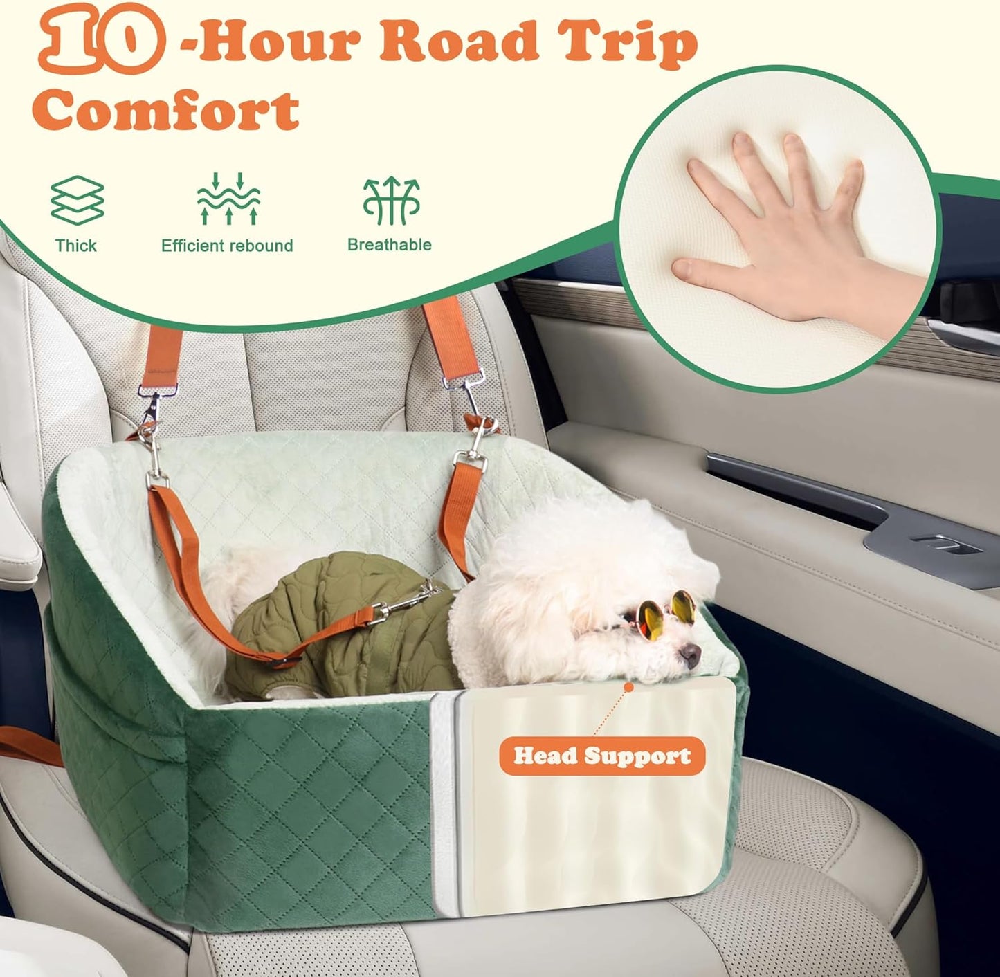 Dog Car Seat for Small & Medium Dogs - Crash-Protective