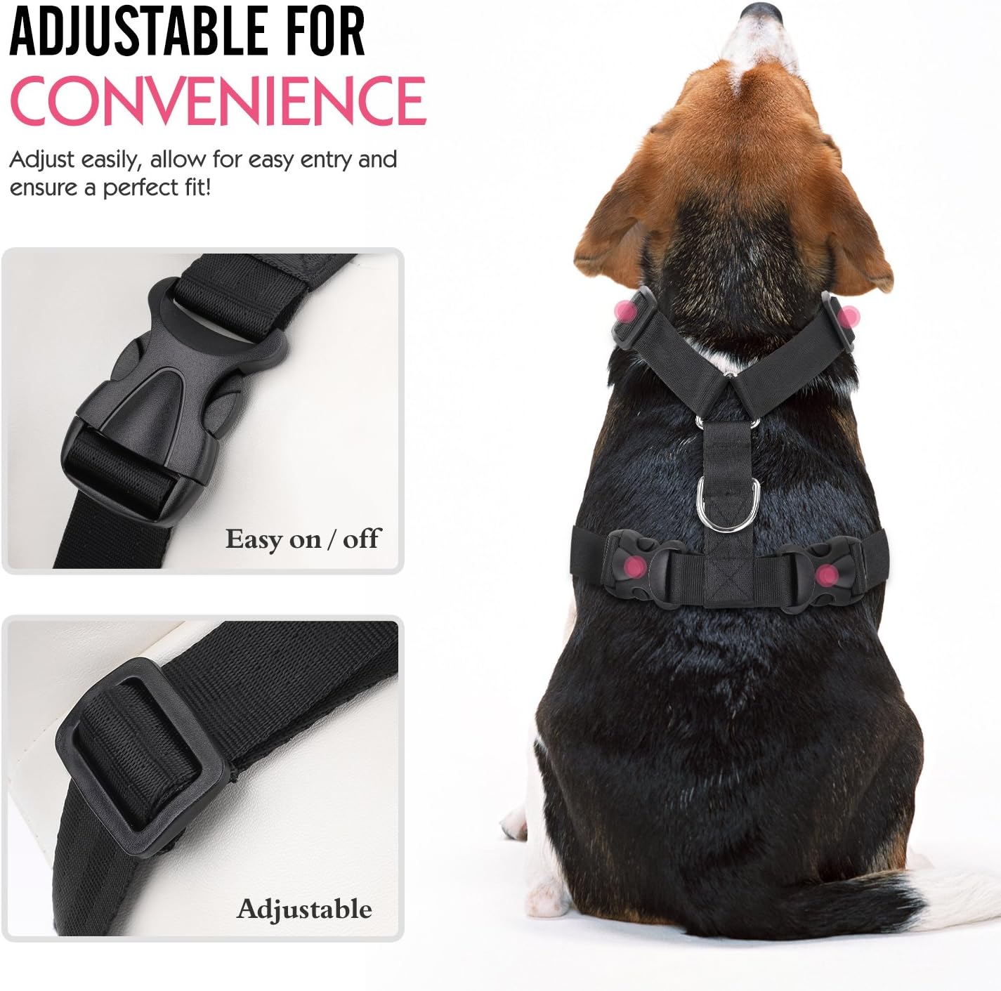 Adjustable Dog Safety Vest Harness with Seatbelt, Dog Seat
