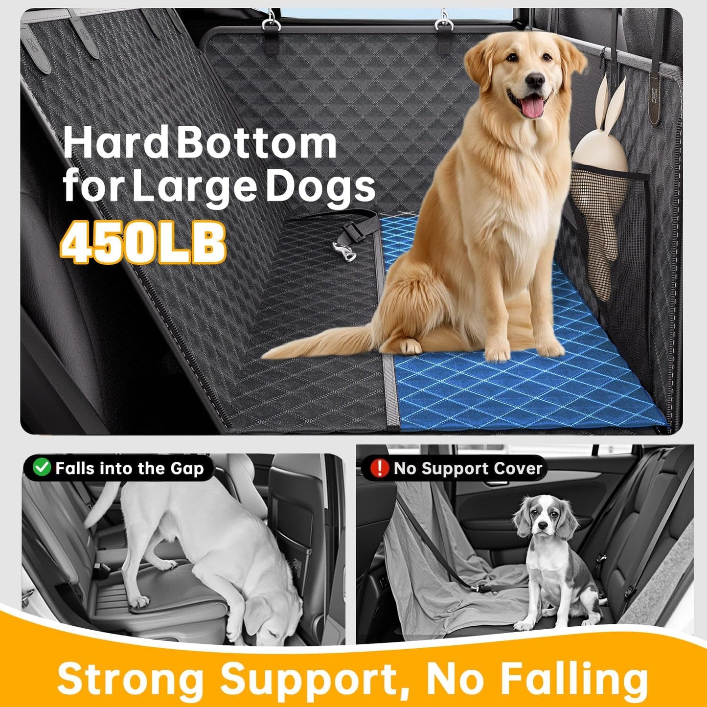 Dog Truck Seat Cover for Back Seat Hard Bottom, Powerful