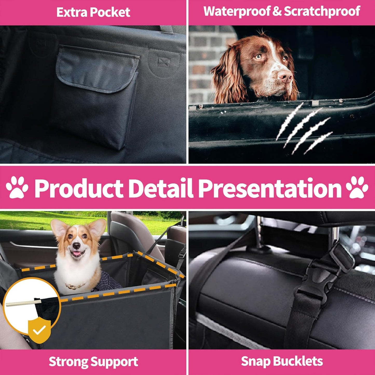Medium Dog Car Seat - Scratchproof Waterproof Booster Seat
