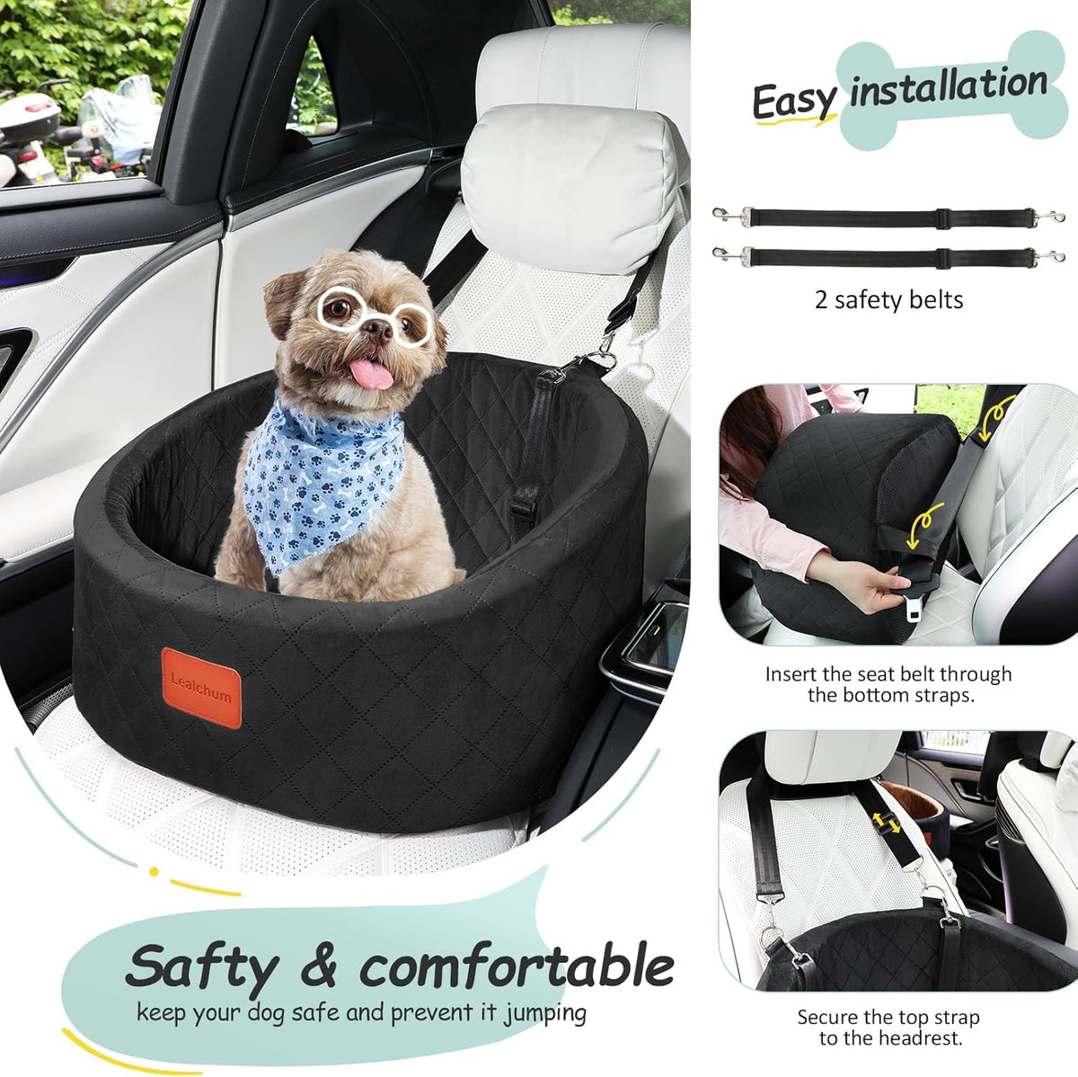 Dog Car Seat for Small Dogs Up to 30 Lbs,Ultra Soft Fabric
