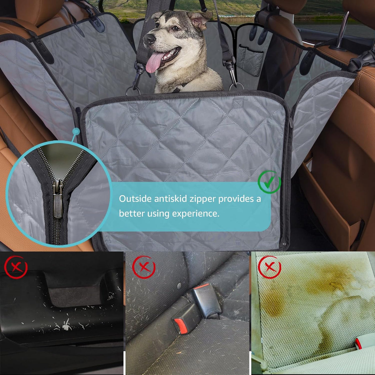 Dog Hammock for Car | Mesh Window & Safety Belt | Back Seat