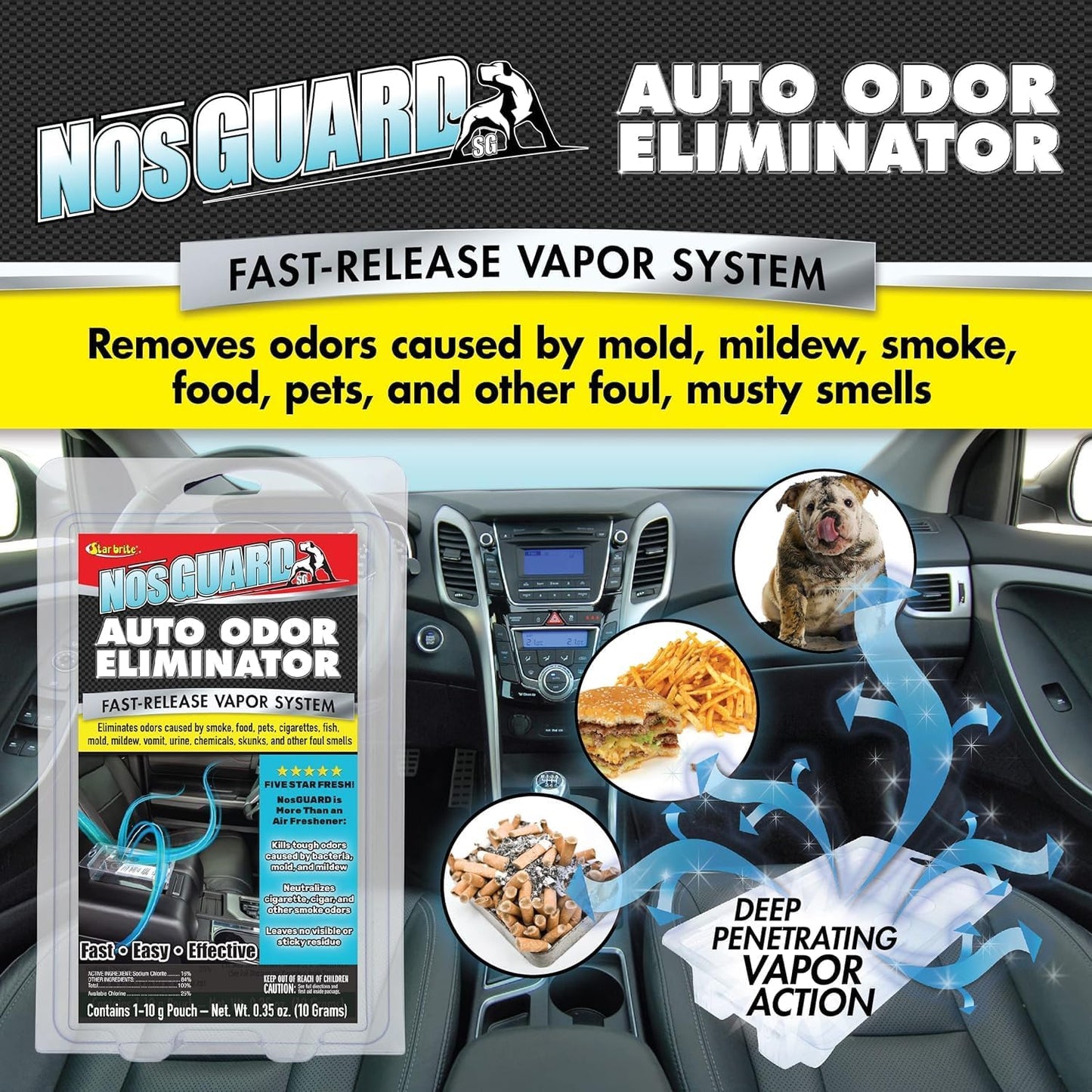 Auto Odor Eliminator, Fast Release Vapor System Eliminates