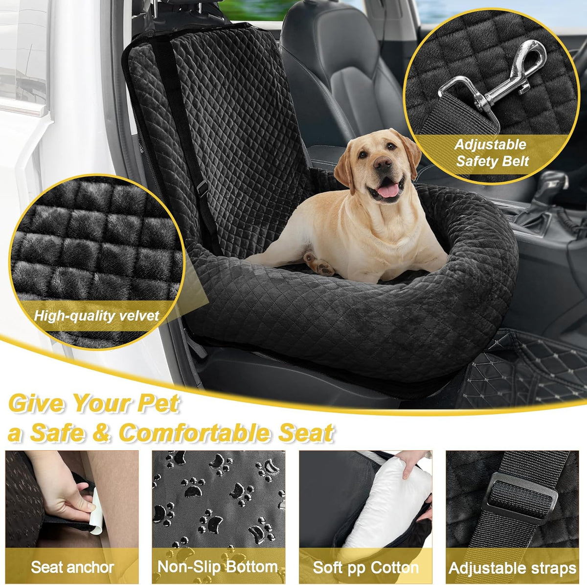 Dog Car Seat for Small Medium Dogs,Detachable Washable