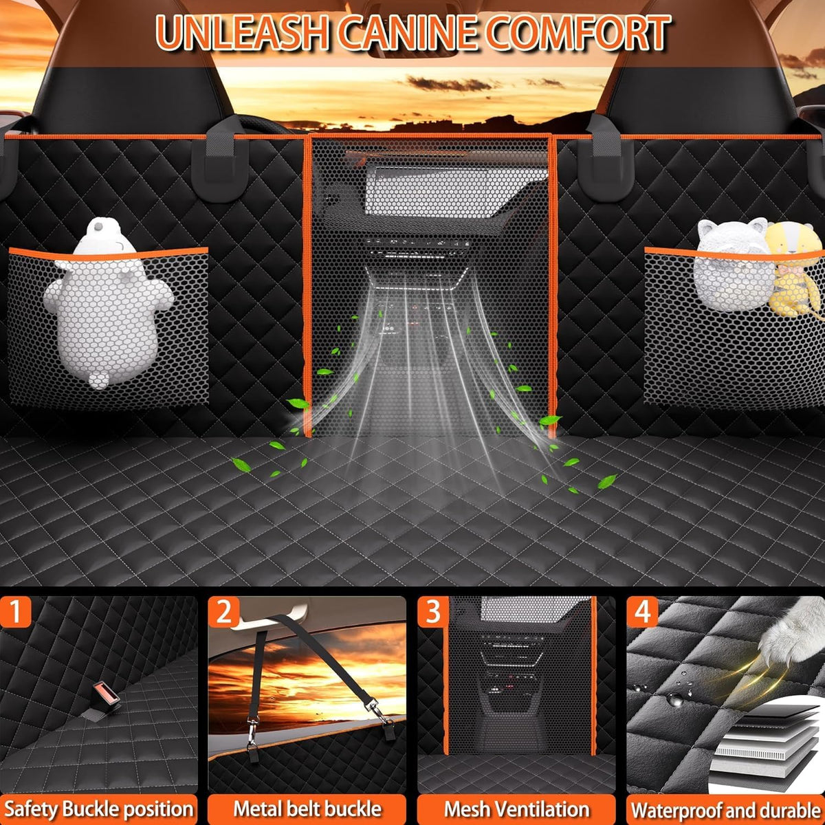 Back Seat Extender for Dogs - Large Space, Waterproof Dog