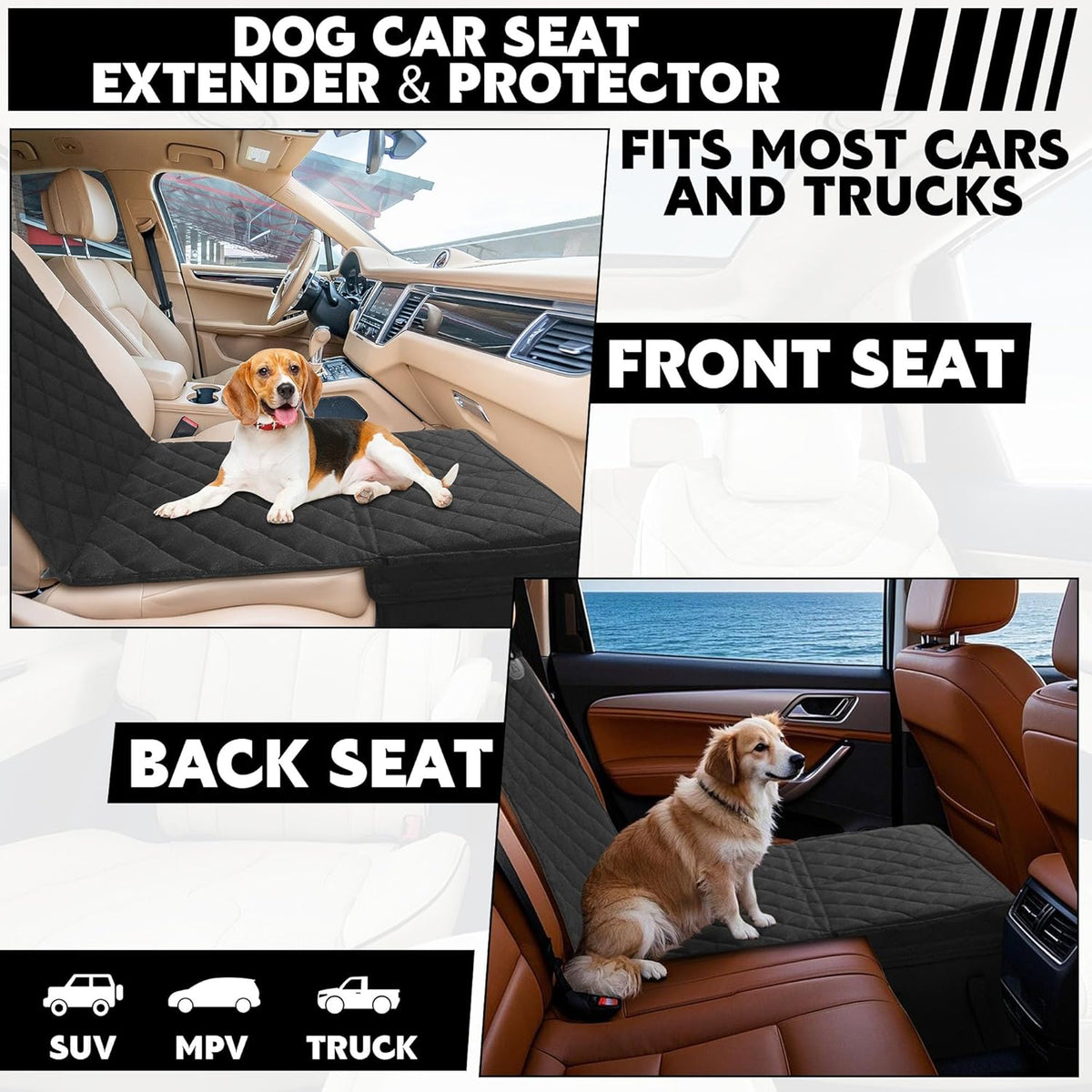 Back Seat Extender for Dogs,Dog Car Seat Cover with Storage