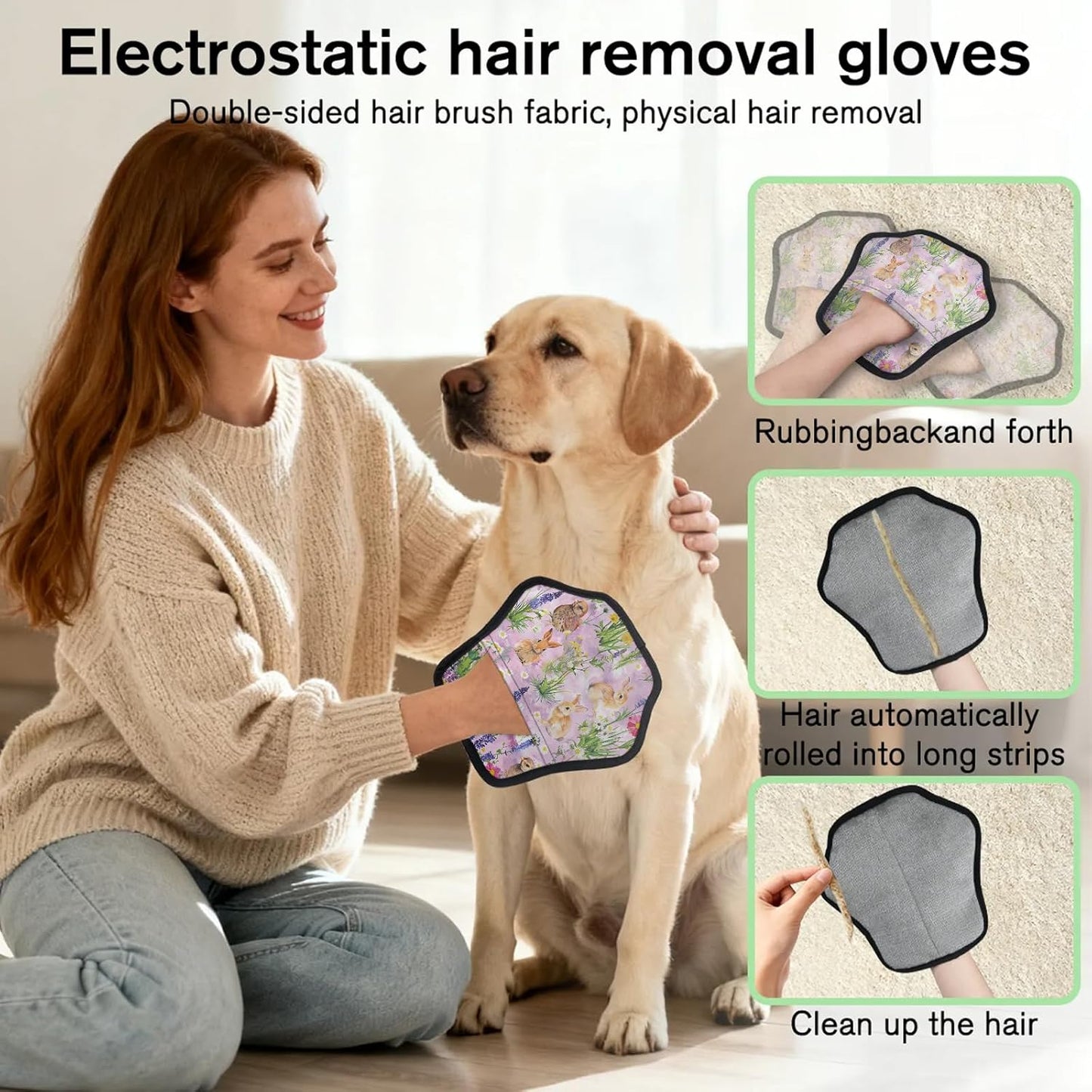 Pet Hair Removal Glove for Dogs Cats Reusable Washable Set