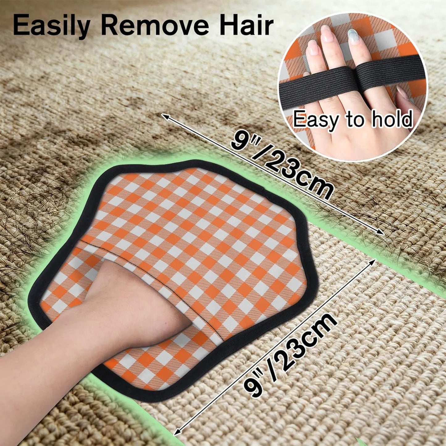Orange Checkered 2Pcs Electrostatic Reusable Pet Hair