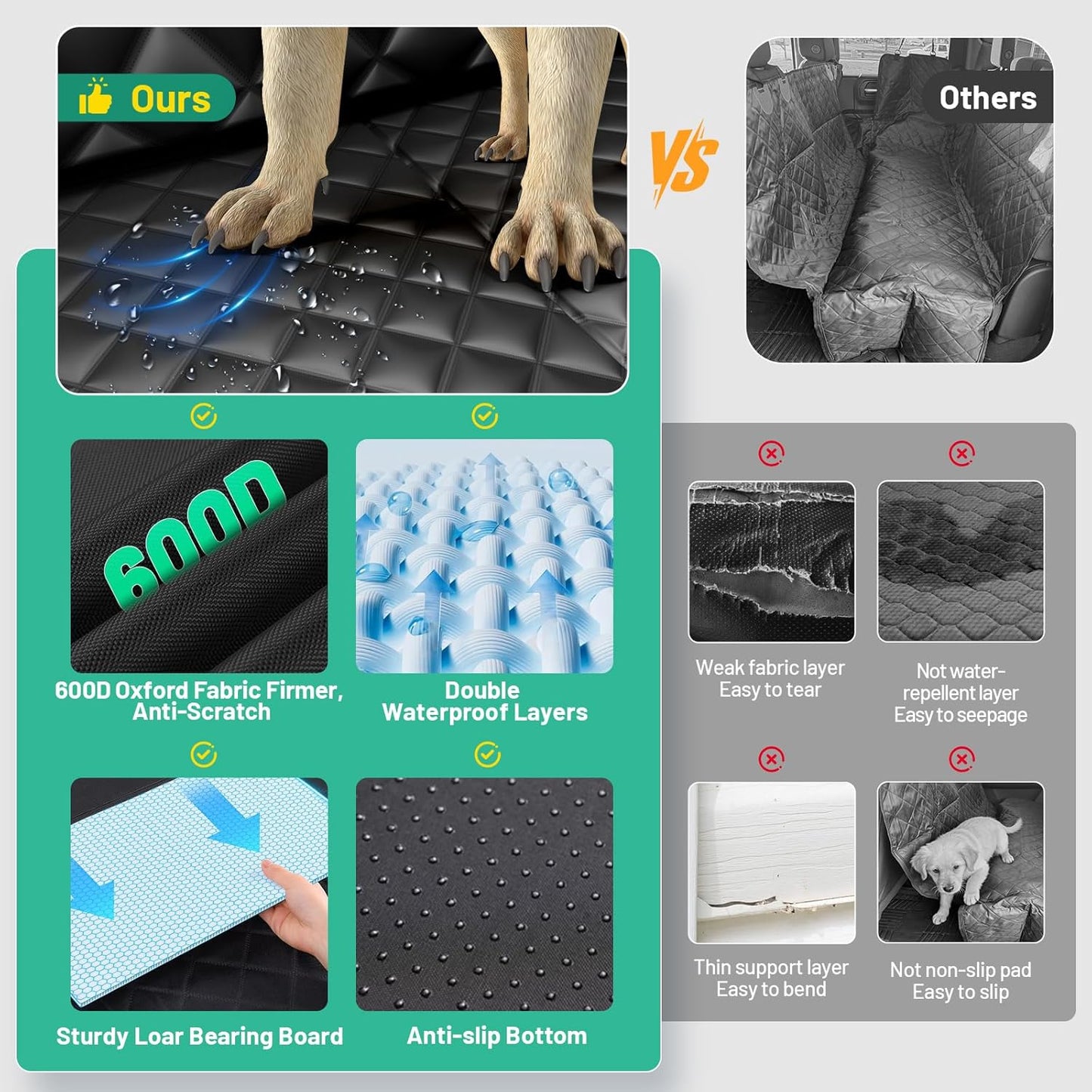 Dog Car Seat Cover for Back Seat,Waterproof Back Seat