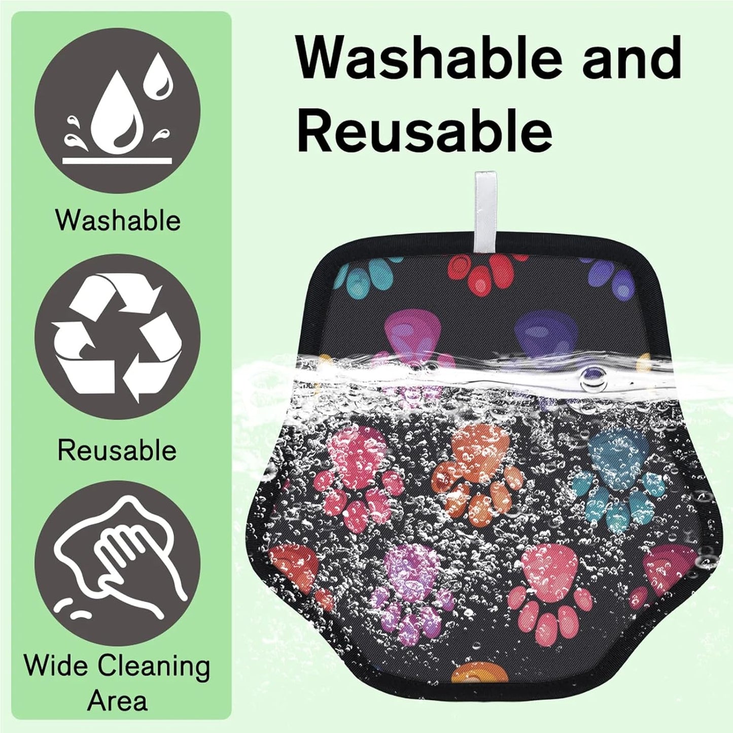 Colorful Cartoon Paw Print 2Pcs Electrostatic Reusable Pet
