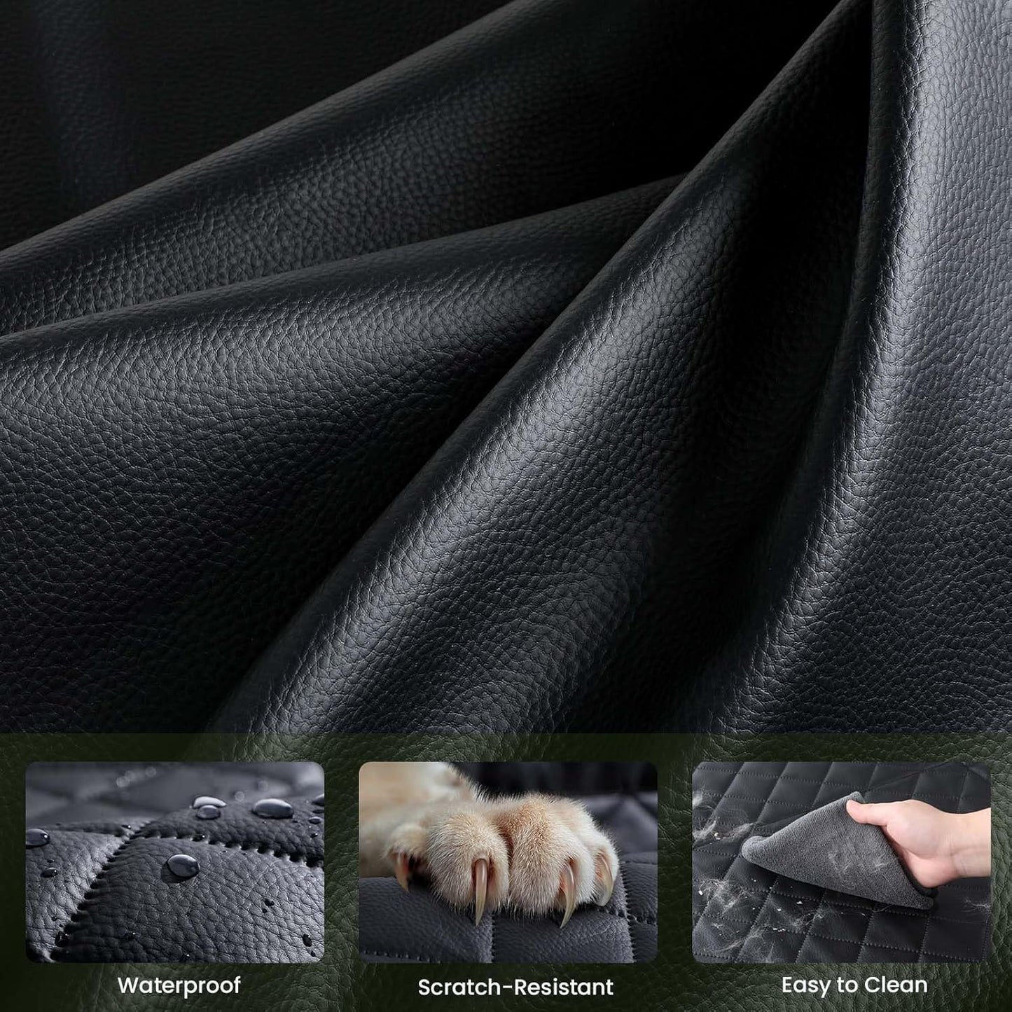 Dog Car Seat Cover for Back Seat, Waterproof Leather Fabric