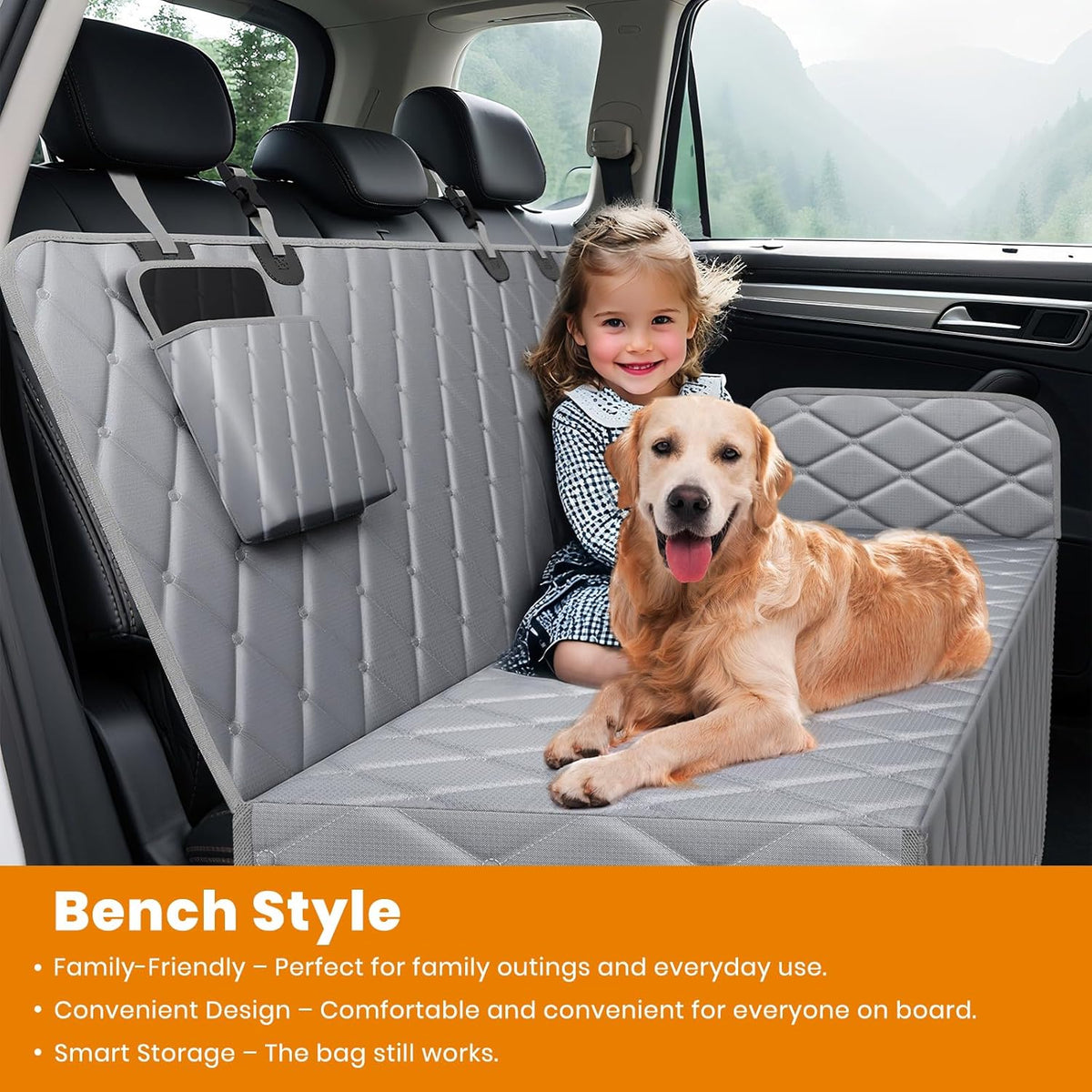 Dog Car Seat Cover for Back Seat , Long-Lasting and Soft