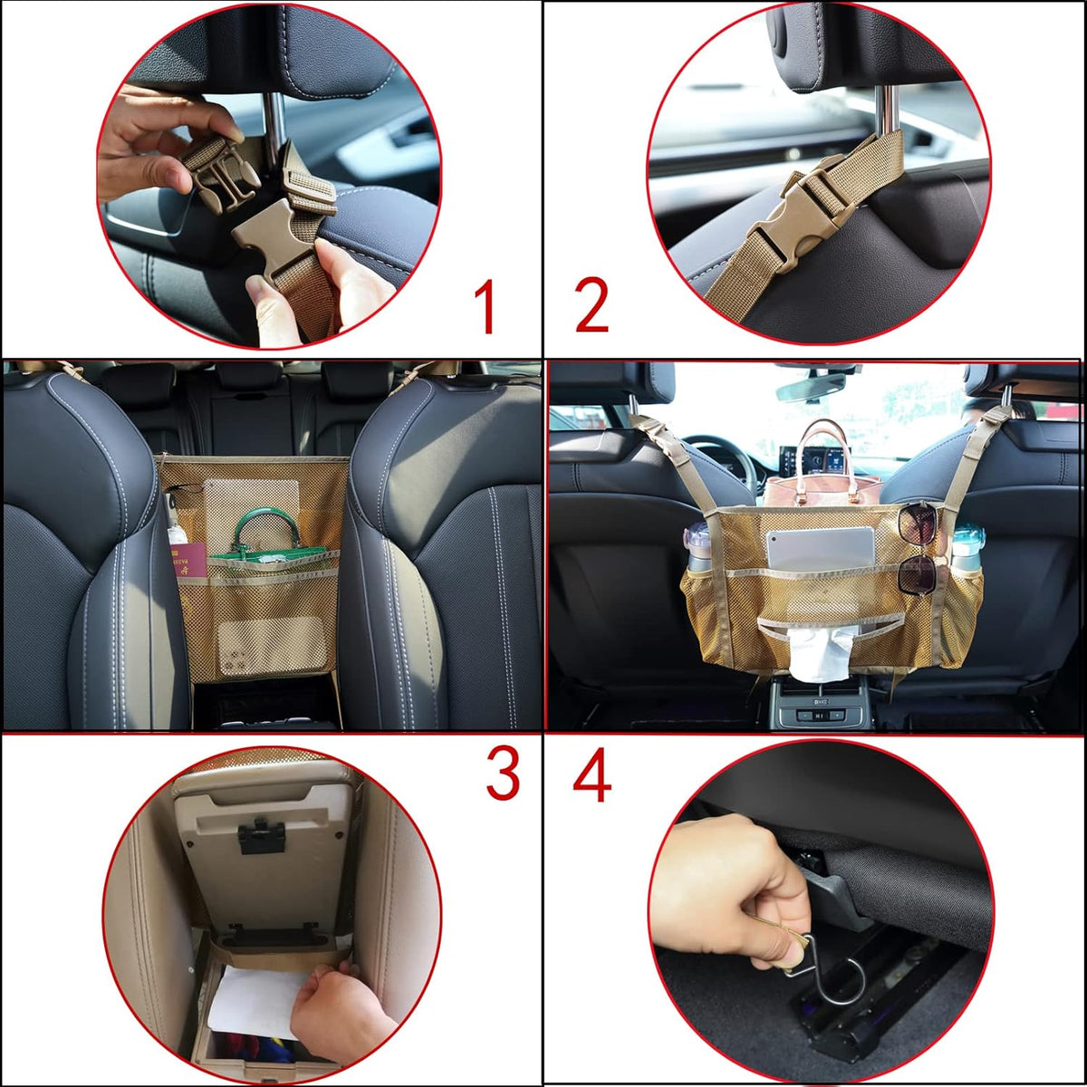 Car net Pocket Handbag Holder, car Purse Holder can be Used