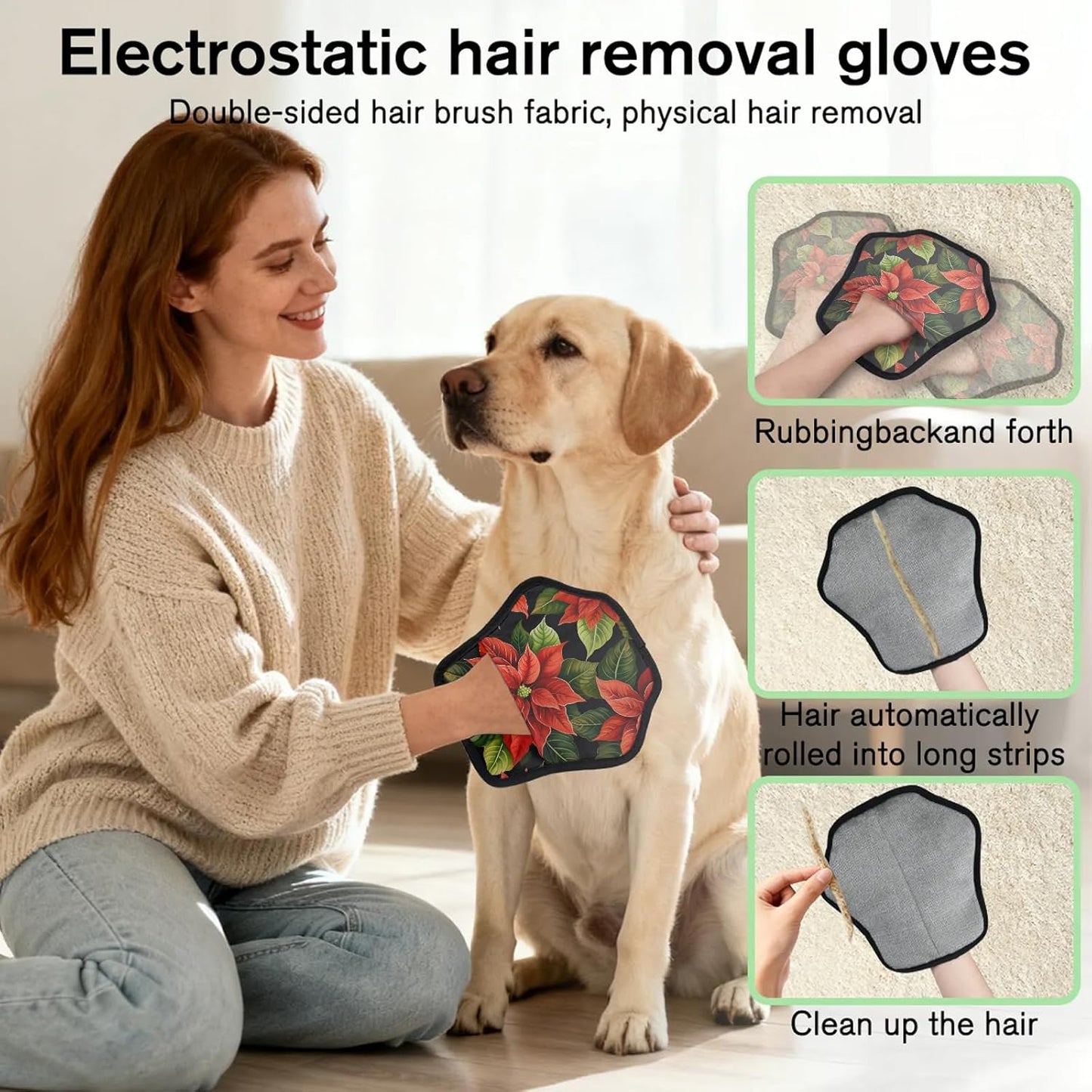 Pet Hair Removal Glove for Dogs Cats Reusable Washable Set