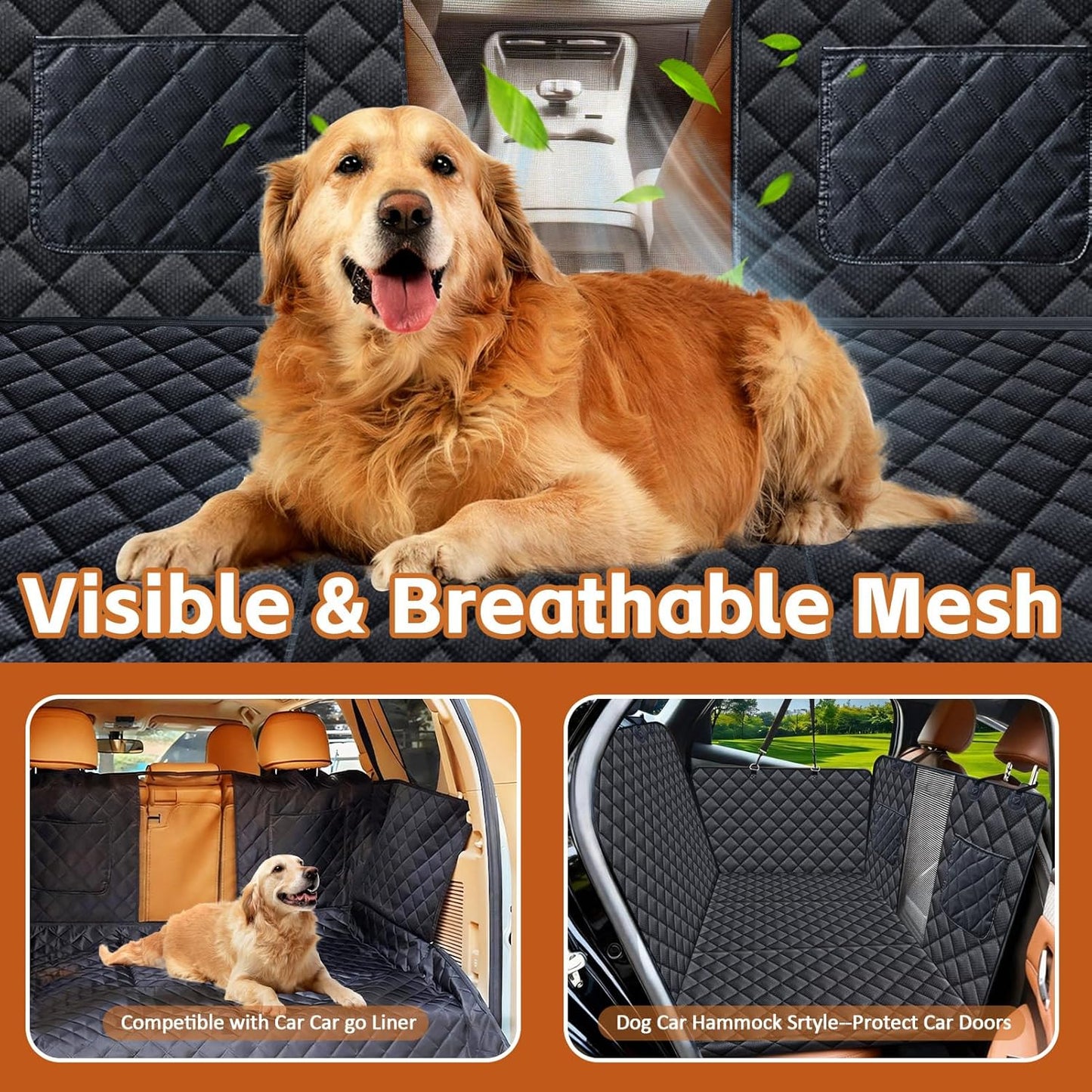 Back Seat Extender for Dogs, Hard Bottom Dog Car Seat Cover