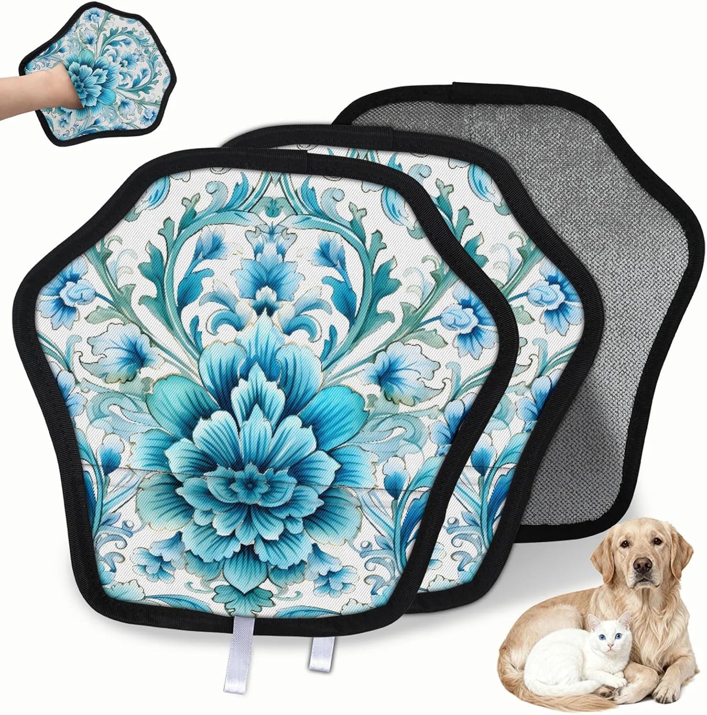 Enthic Flower Blue 2Pcs Electrostatic Reusable Pet Hair