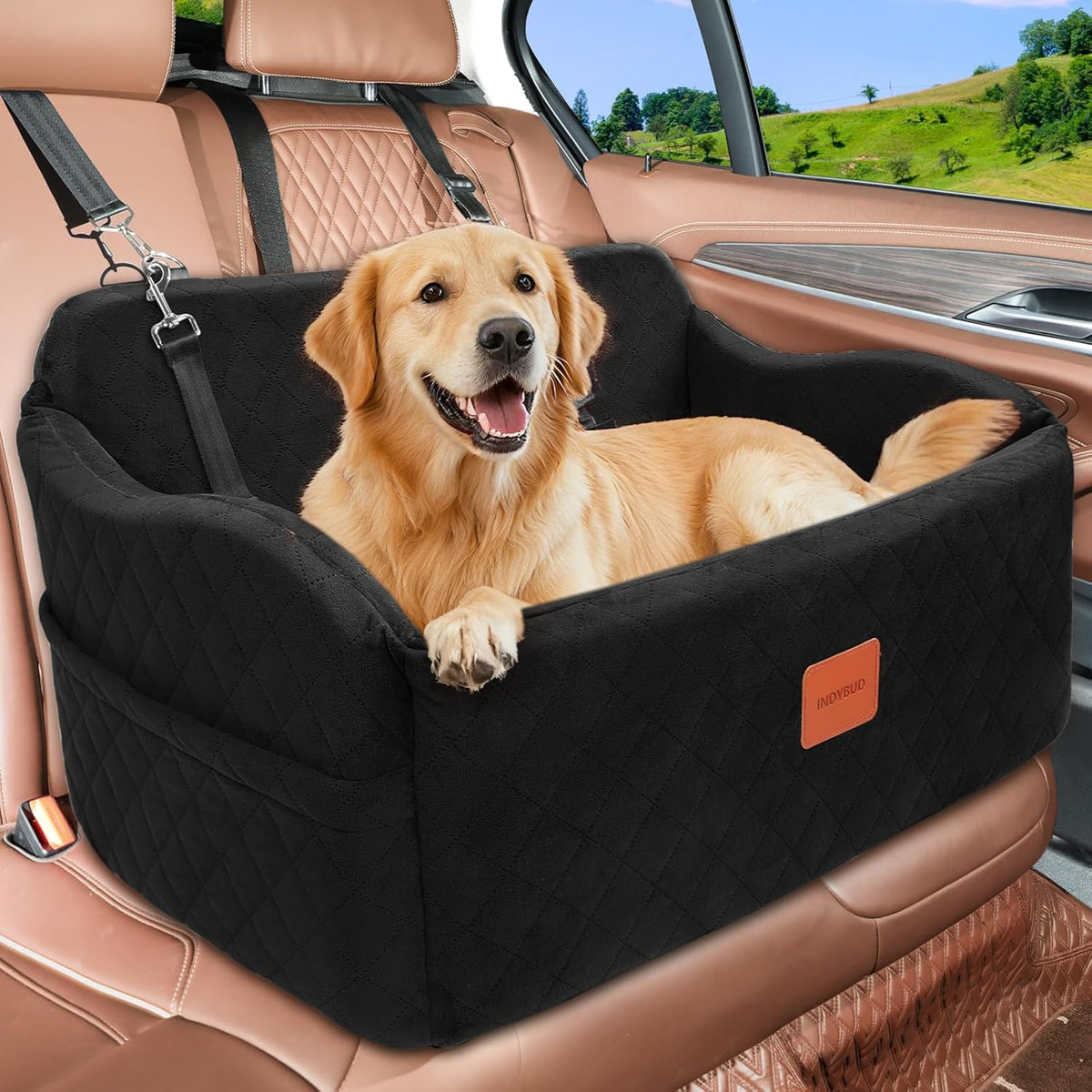 Dog Car Seat for Medium/Large Dogs, Memory Foam Pet Booster