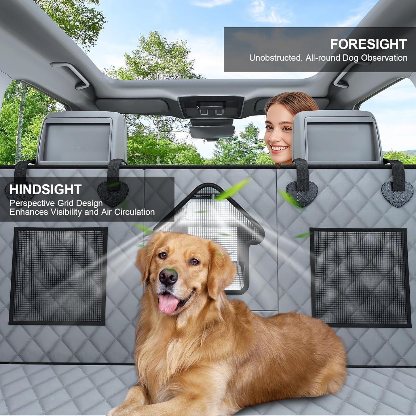 Dog Car Seat Cover for Back Seat - Waterproof Pet Hammock