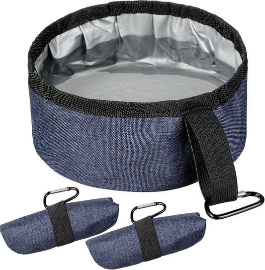 Meanplan 2 Pack Portable Dog Bowls Foldable Travel Dog Dish Portable Puppy Water and Food Bowl Pet Hiking Accessories for Small and Large Pets(Dark Blue,40 oz)