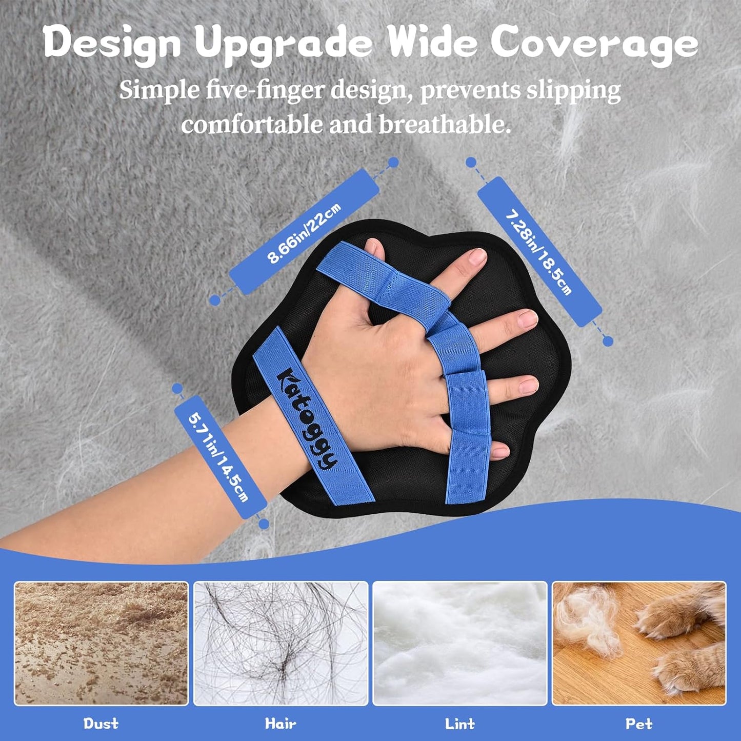 Pet Hair Removal Glove for Dog and Cat, Upgraded 5-Finger