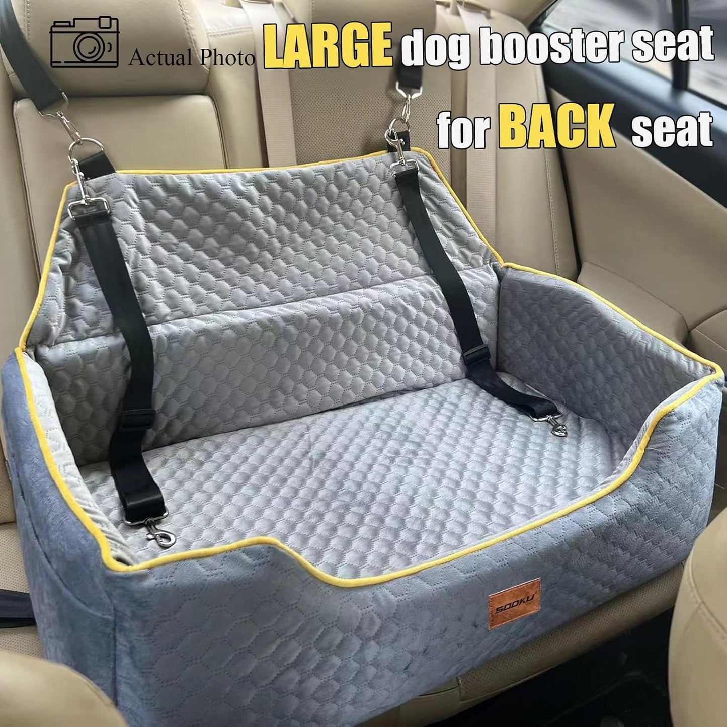 Dog Car Seat for Large/Medium or 2 Small,Memory Foam Car