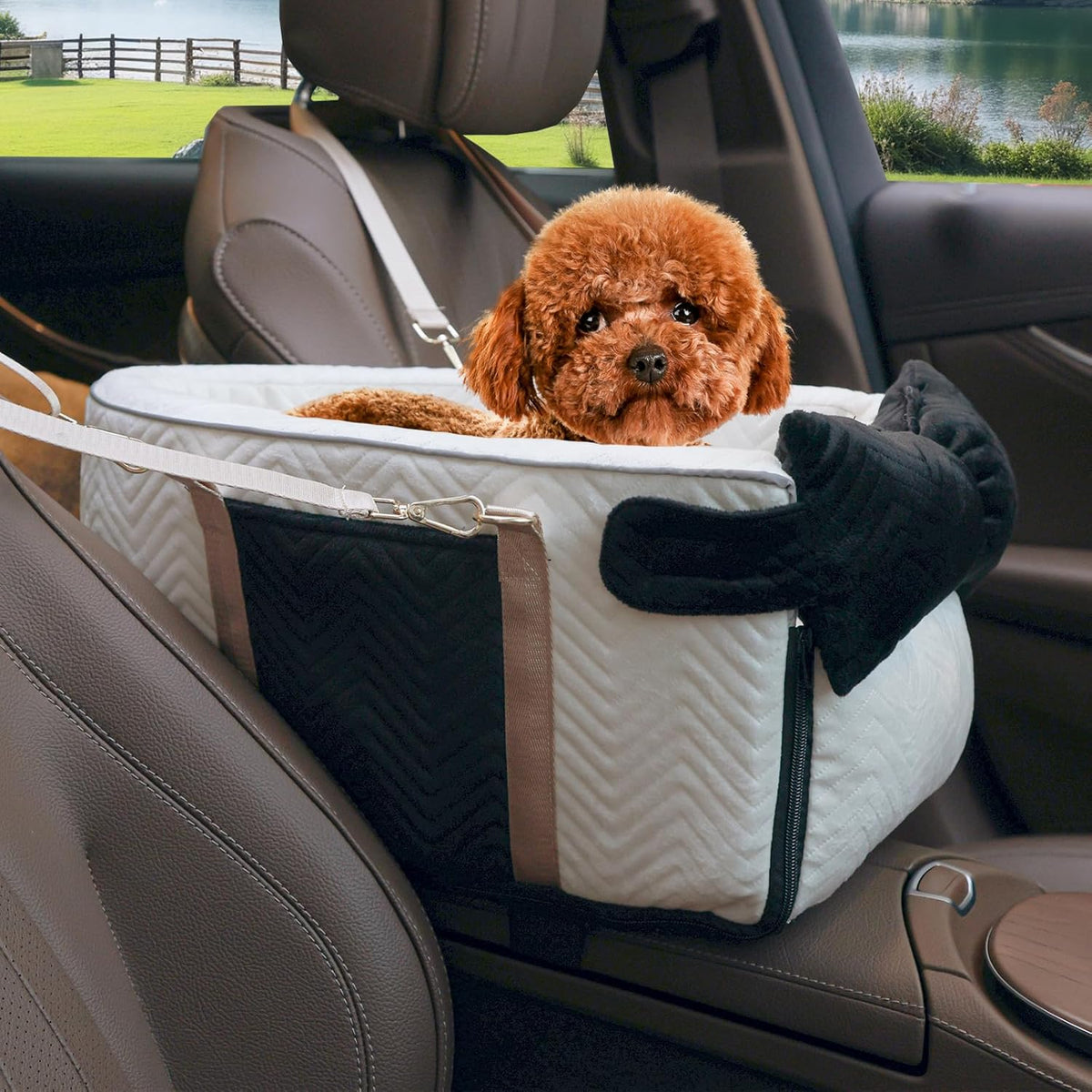 Dog Car Seat for Small Dogs, Portable Center Console Dog