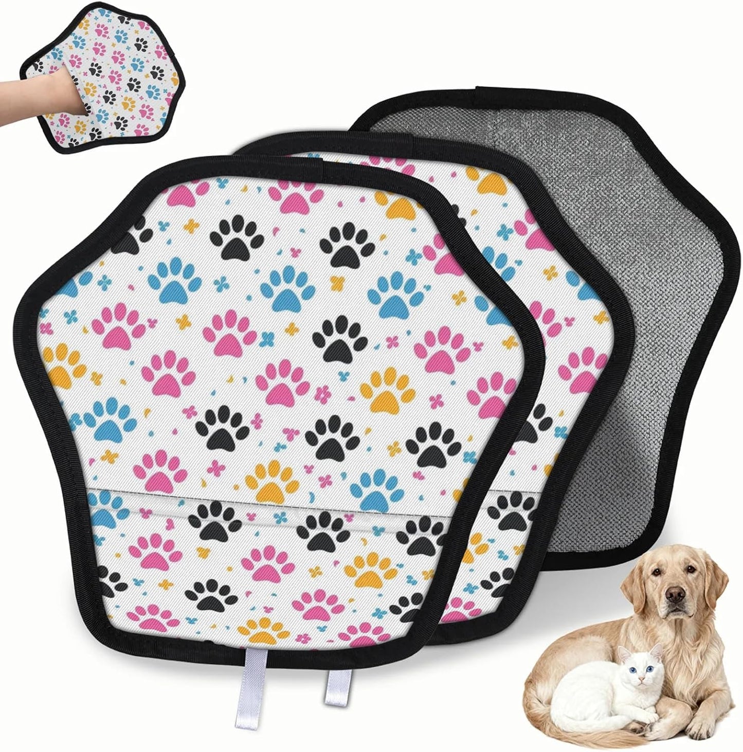 Cute Dog Paws Print 2Pcs Electrostatic Reusable Pet Hair