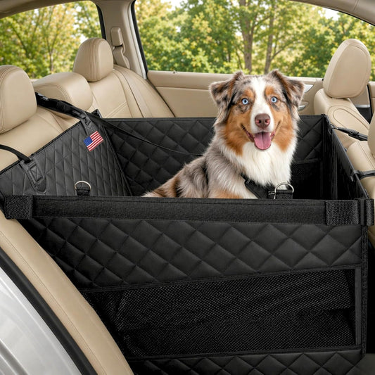 Half Hammock Dog Seat Cover for Back Seat - Waterproof Half Backseat Dog Cover, Space Saving Split Seat Design, Universal Fit & Heavy Duty Pet Restraint