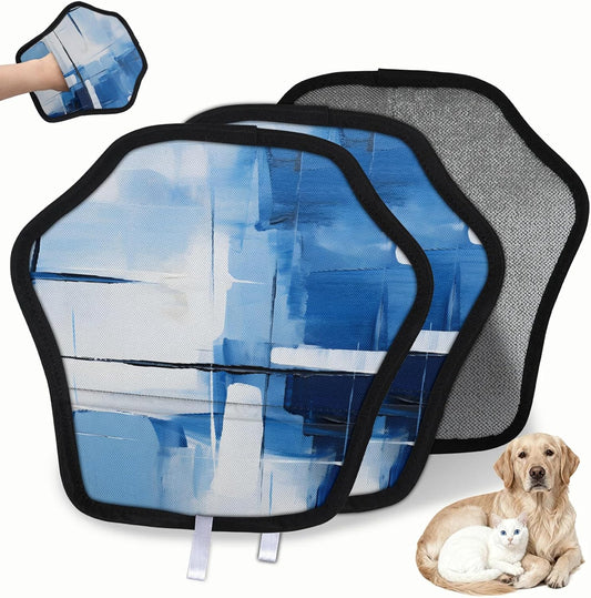 Blue Grey Oil Painting 2Pcs Electrostatic Reusable Pet Hair