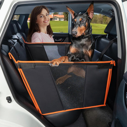 Large Dog Car Seat for Medium Dogs, Waterproof Faux Leather
