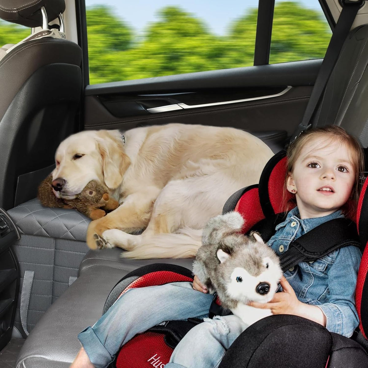 Car Back Seat Extender for Large Dogs up to 200lbs,Dog Car