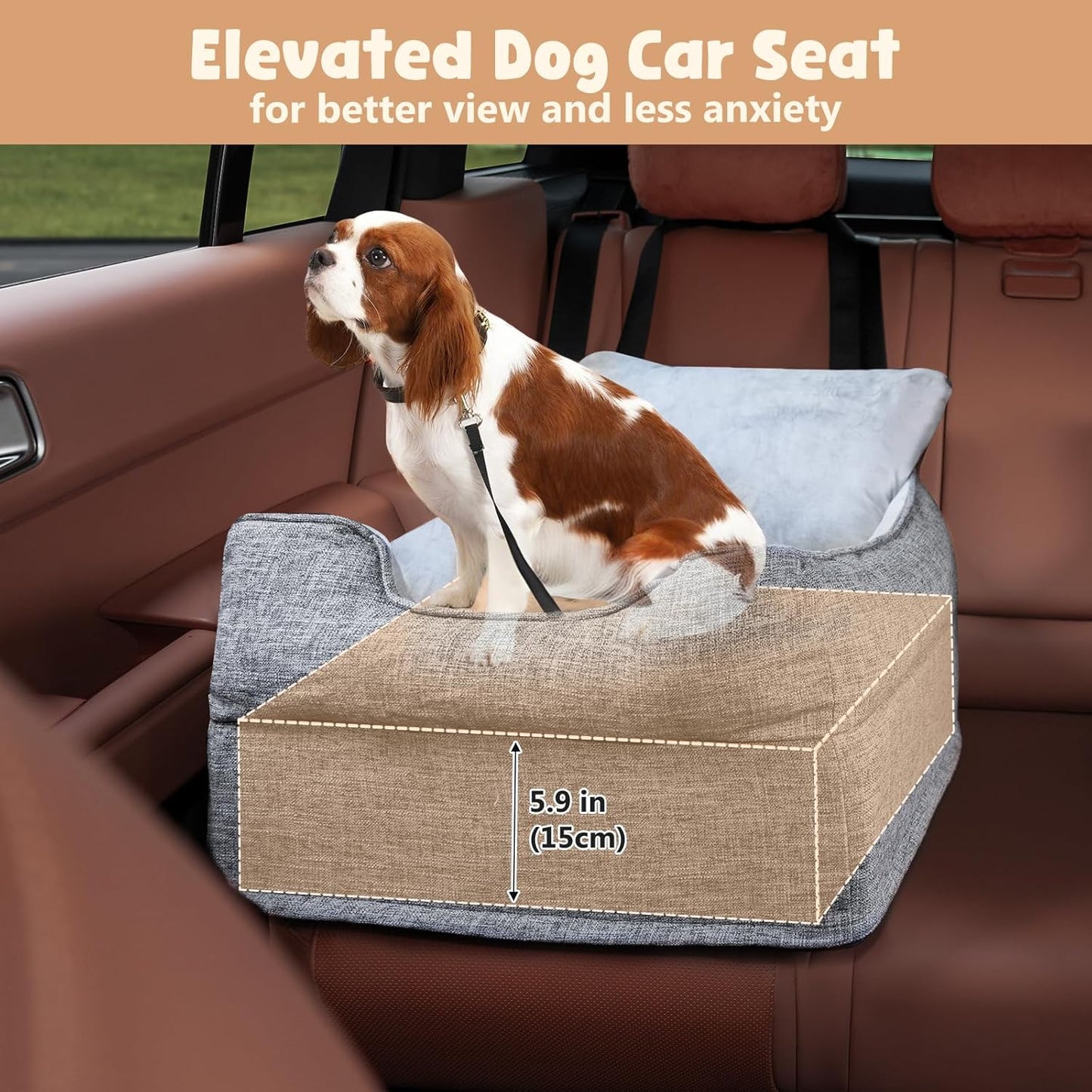 Dog Car Booster Seat for Small/Medium Dogs Under 30 lbs