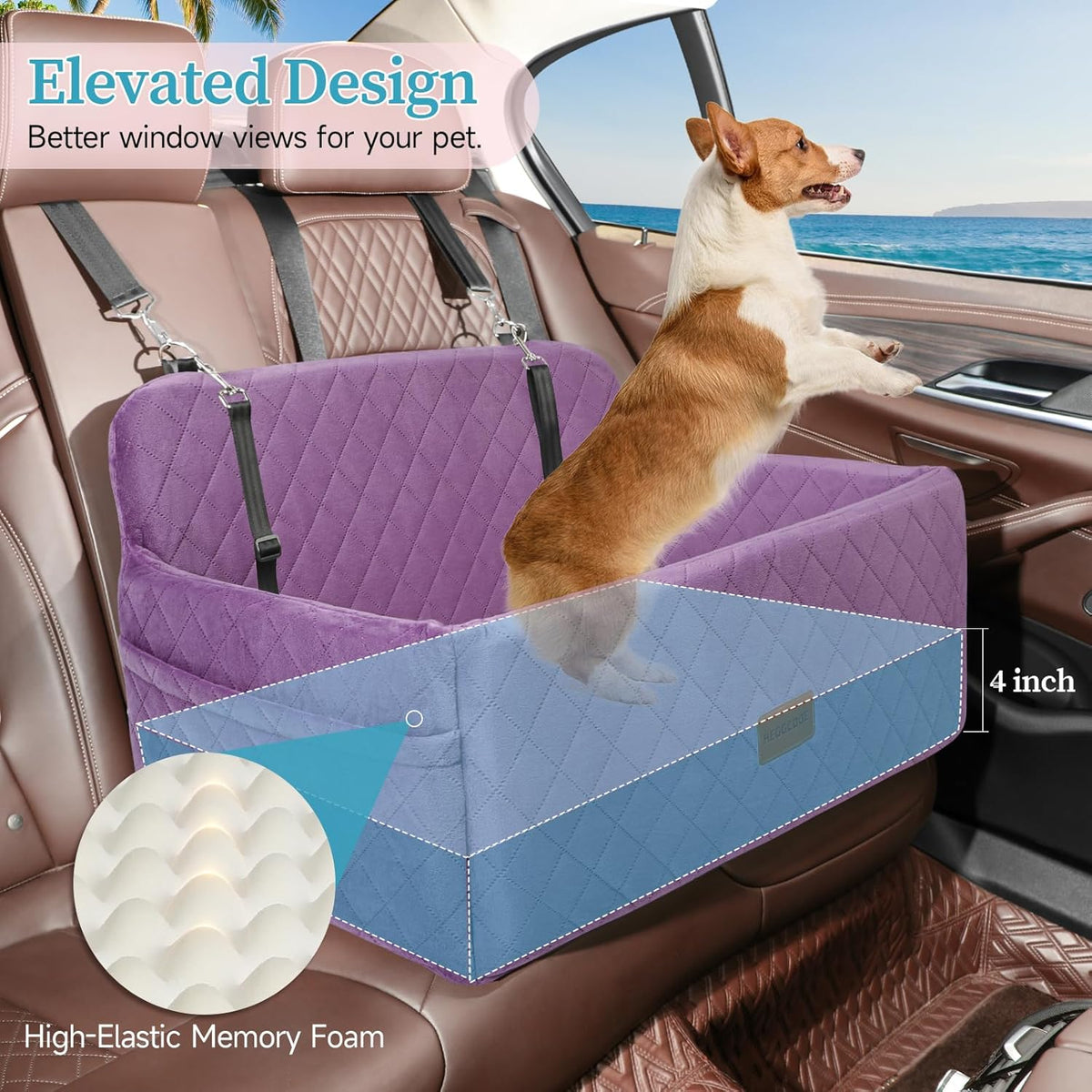 Dog Car Seat for Medium/Large Dogs, Pet Booster Seat for