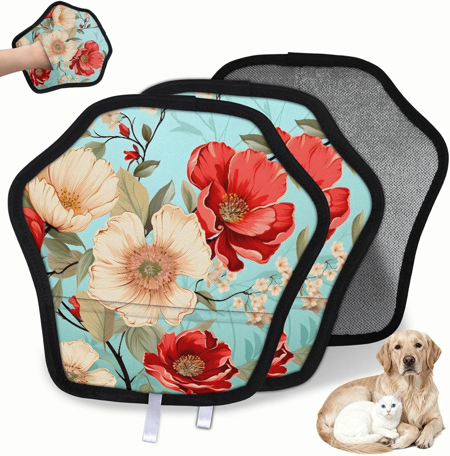 Vintage Groovy Flowers 2Pcs Electrostatic Reusable Pet Hair