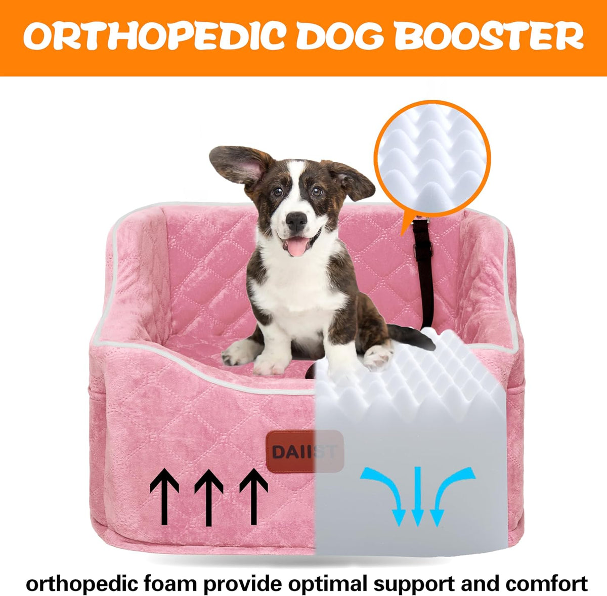 Dog Car Seat for Small Medium Dogs, Detachable Washable