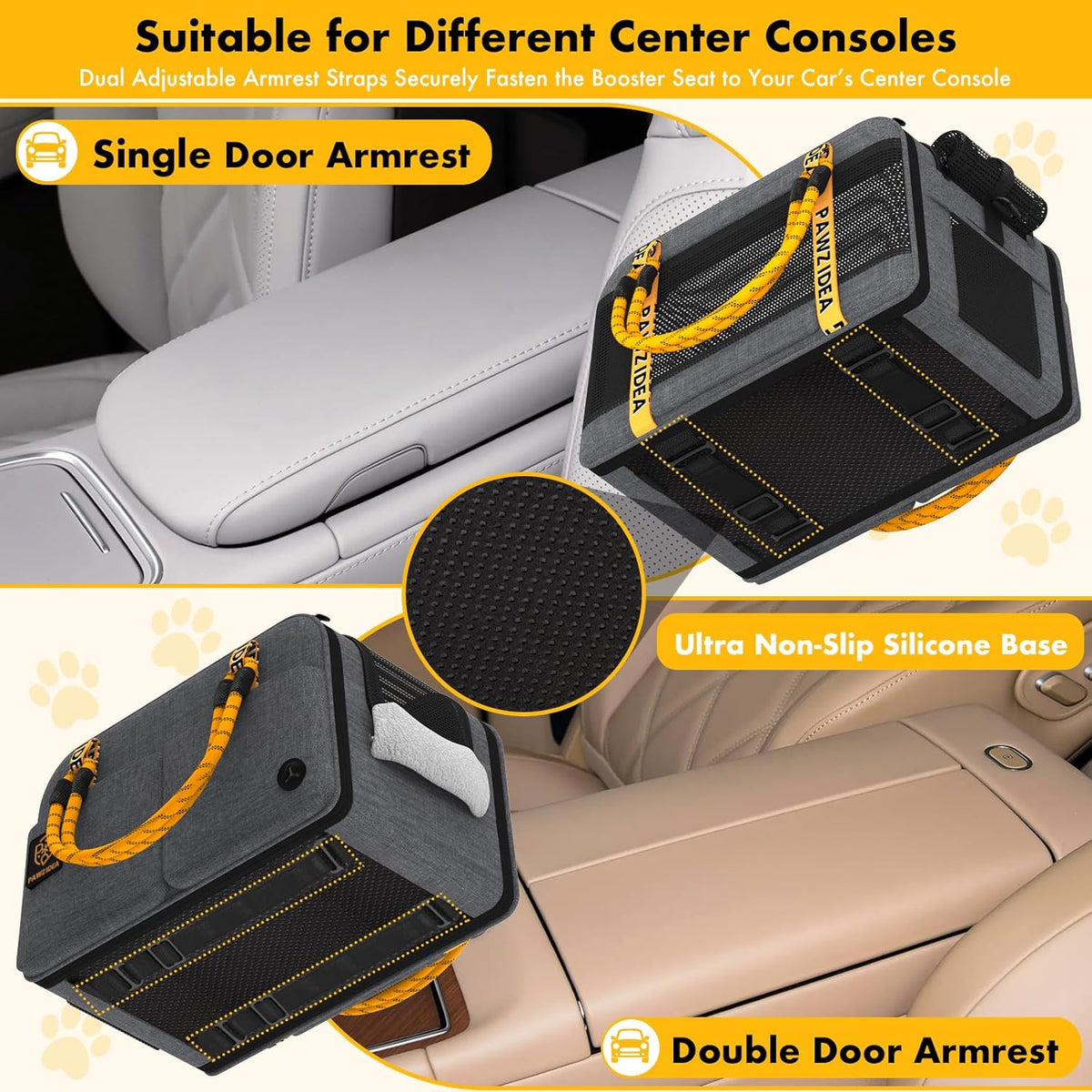 Center Console Dog Car Seat, Enclosed Small Dog Armrest