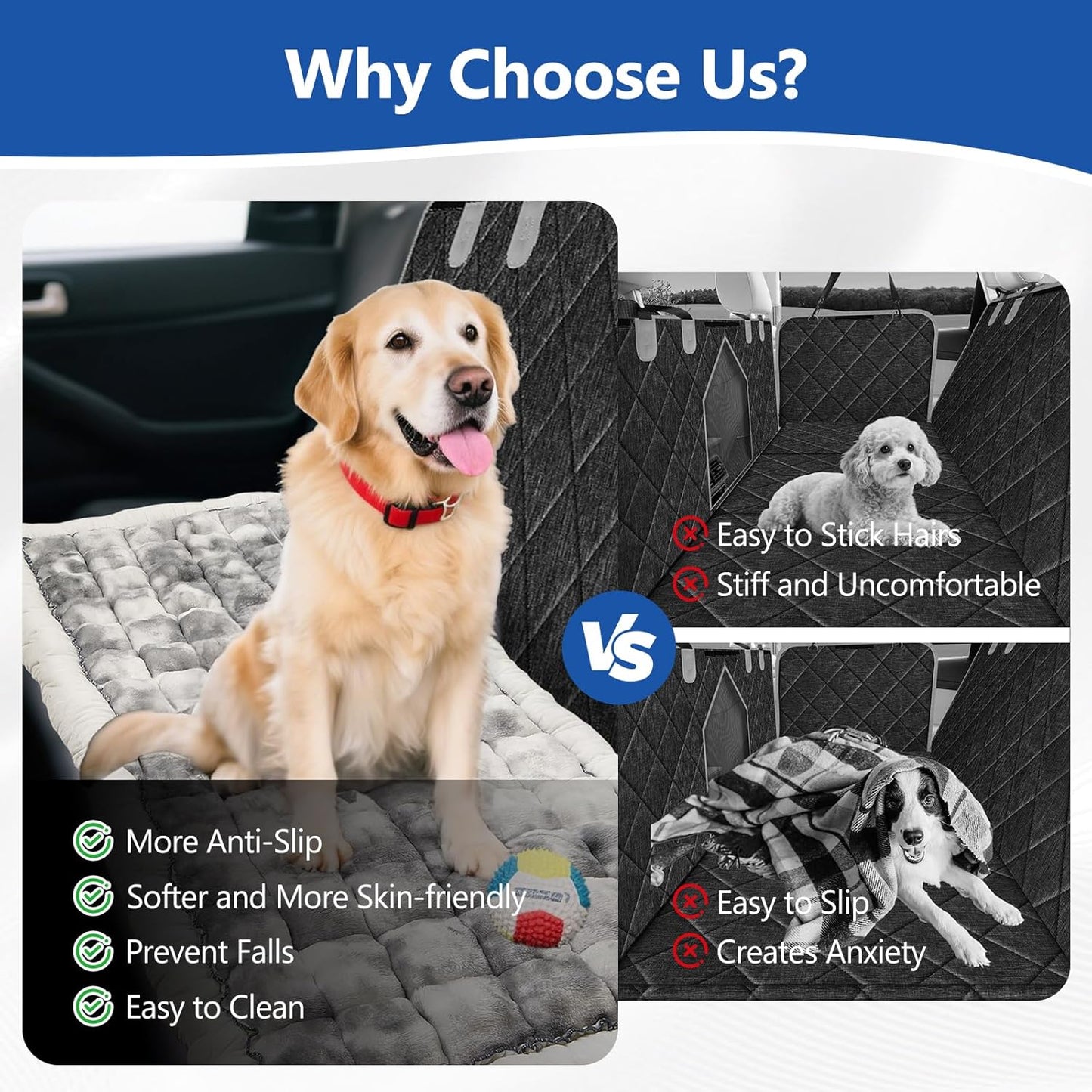 Thickened Dog Bed for Car Back Seat, Upgraded Bottom