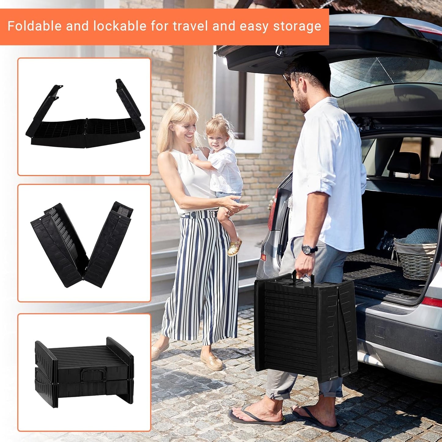 60 inch Folding Dog Ramp for Car, Tri-Fold 60" Long Folding