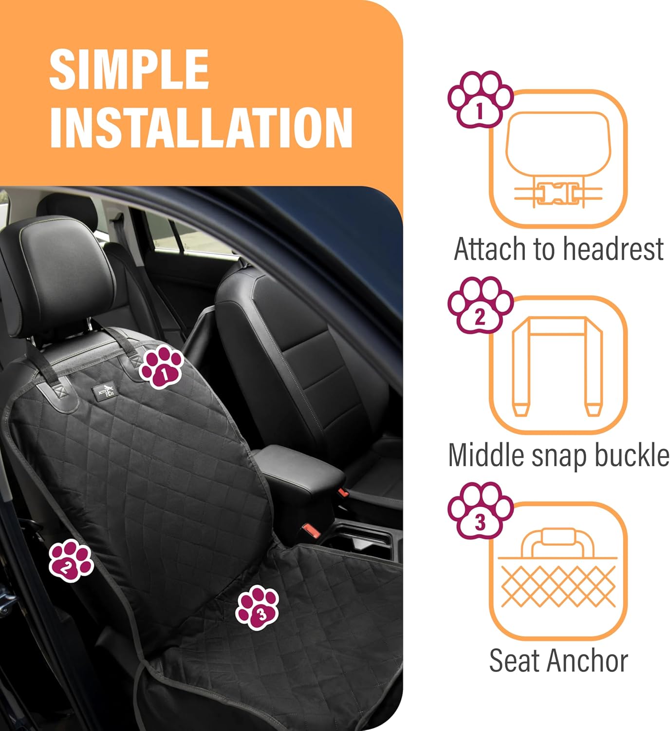 Dog Car Seat Cover, Waterproof Front Seat Protector for SUV