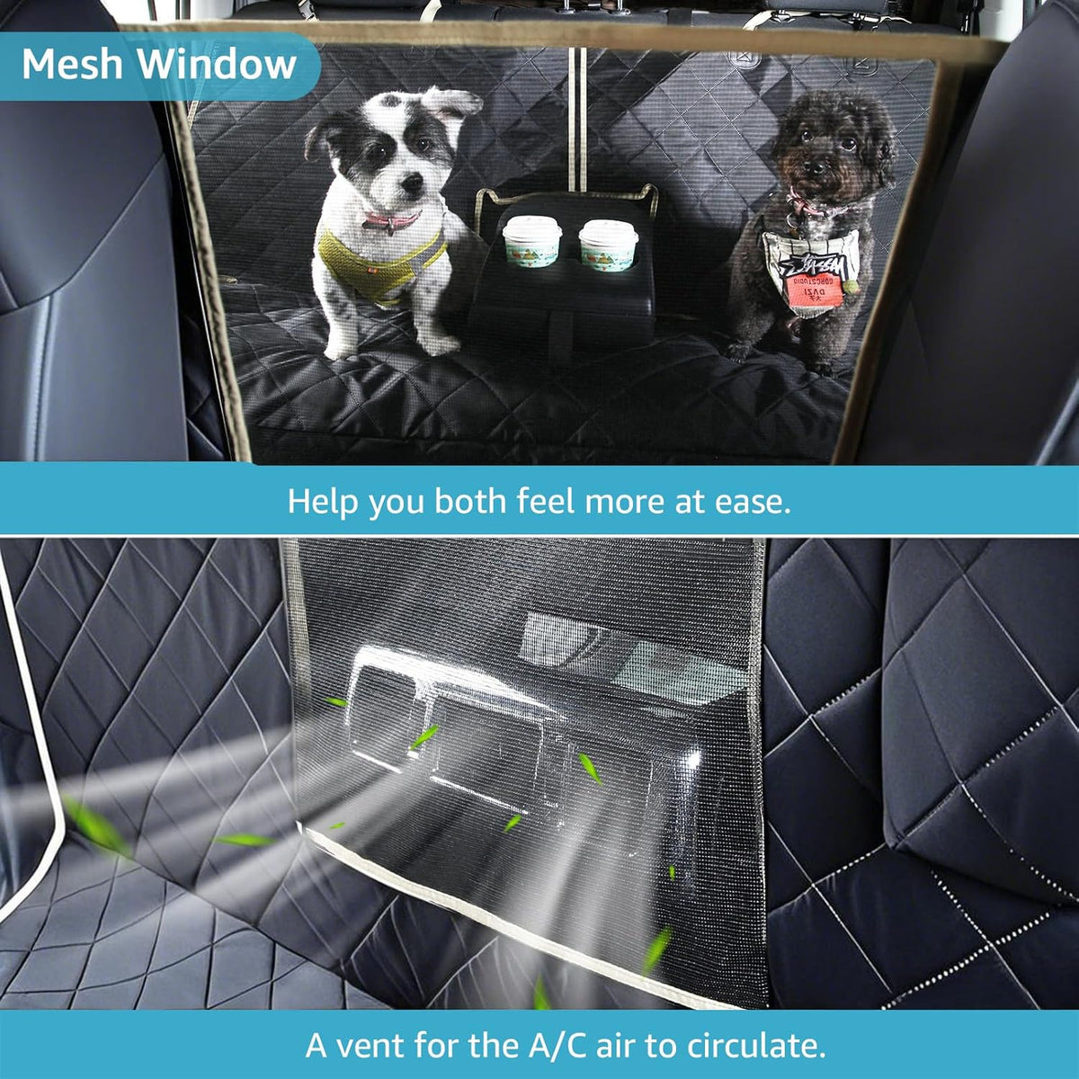 4 in 1 Full Coverage Dog Car Floor Hammock, Dog Car Seat