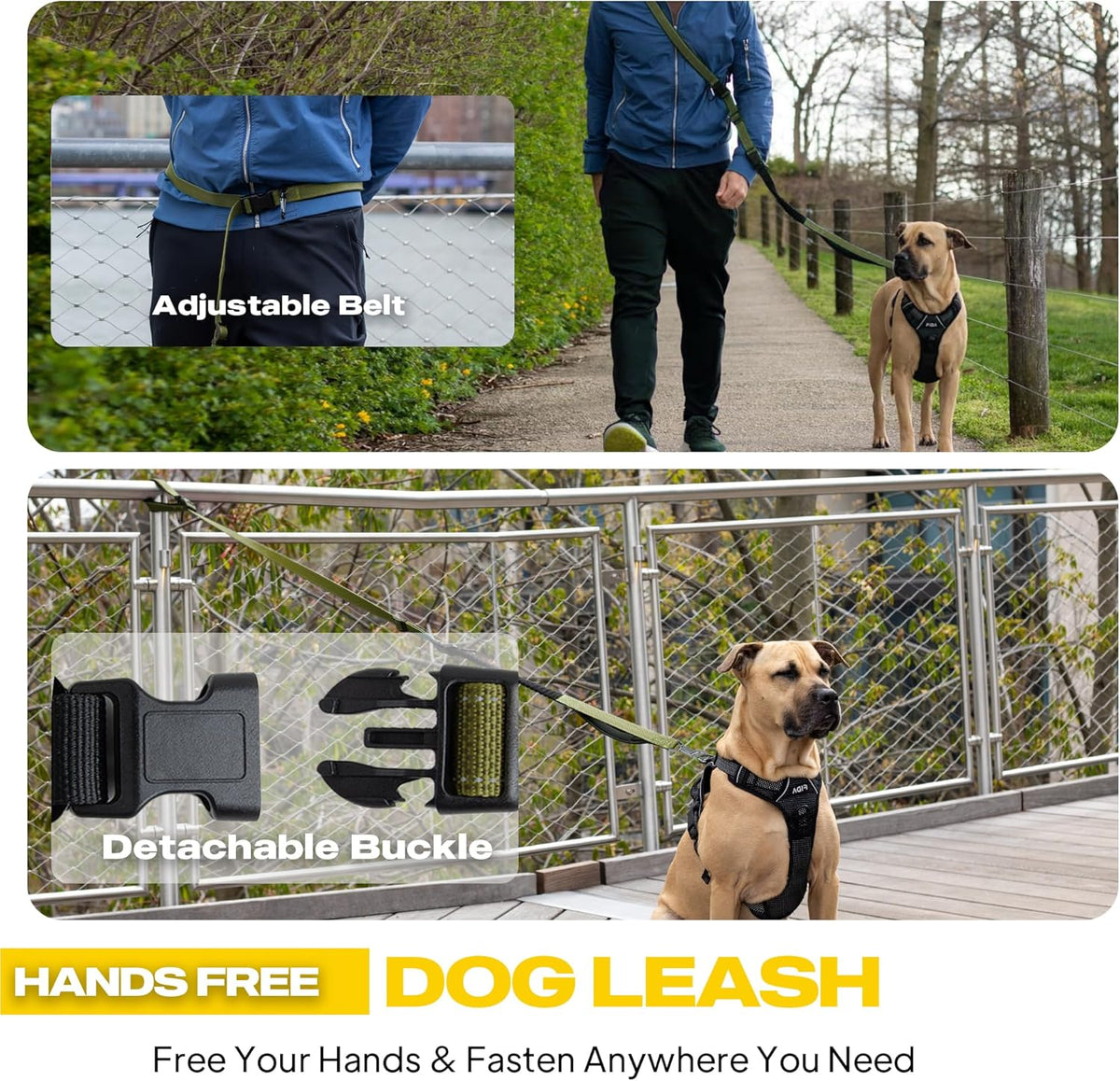 6-in-1 Hands Free Dog Leash Heavy Duty, Reflective Wasit