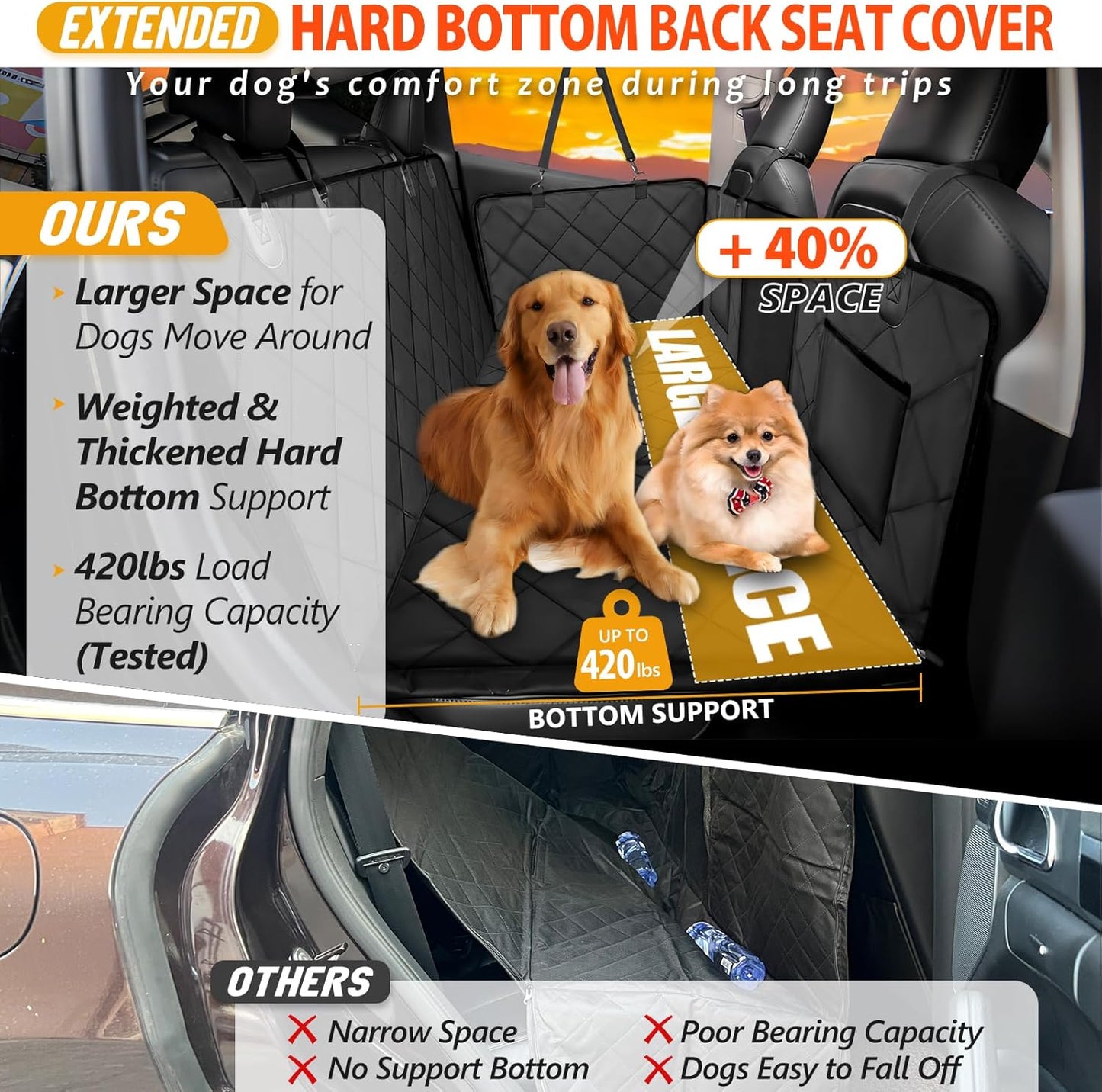 Back Seat Extender for Dogs-Large Space, Dog Car Seat Cover