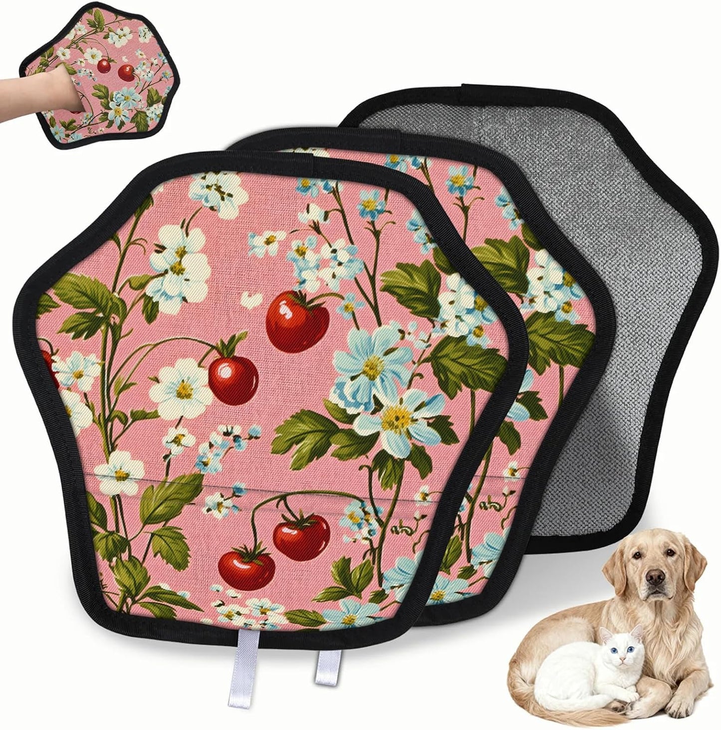 Fruit Cute Cherry 2Pcs Electrostatic Reusable Pet Hair