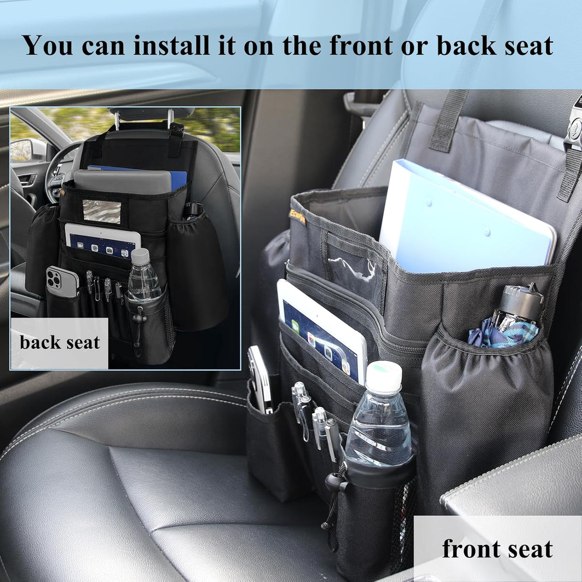 Car Front Seat Organizer - Car File Organizer, Passenger