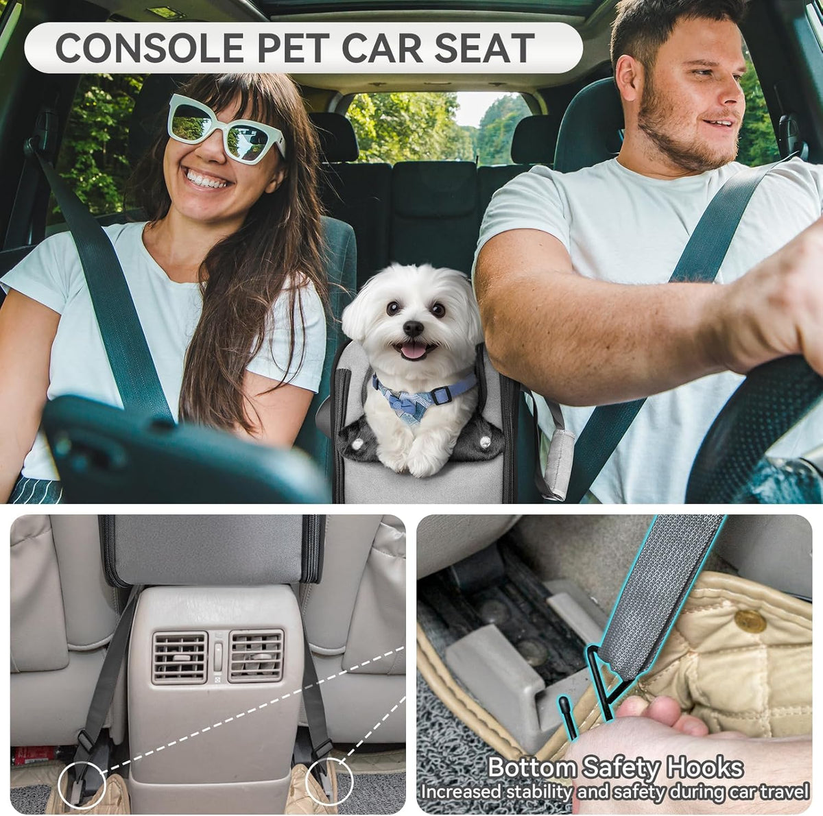 Multipurpose Console Dog Car Seat, Portable Small Dog Car